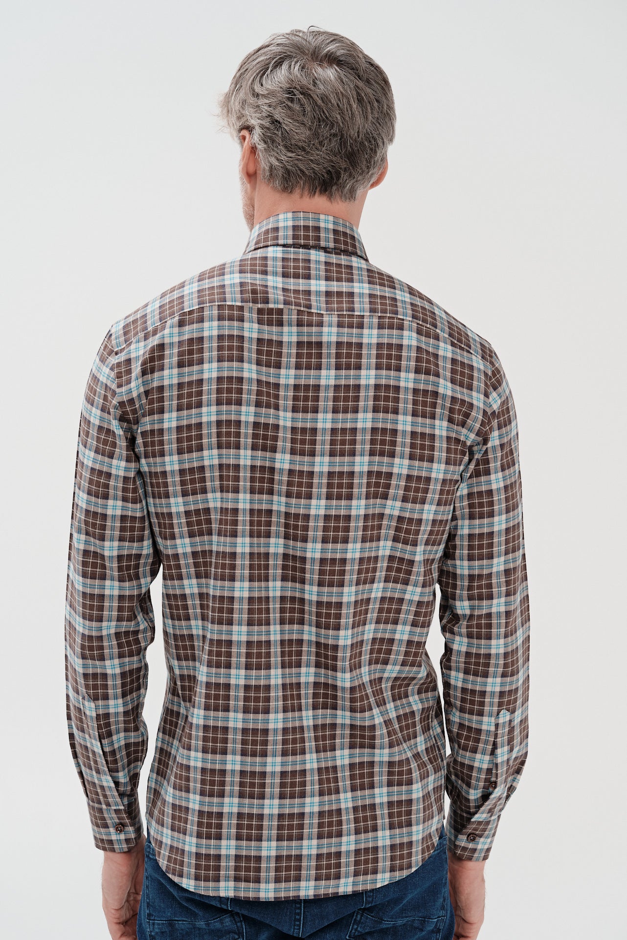 ΑΝΔΡΙΚΟ ΚΑΡΟ ΜΠΕΖ ΣΚΟΥΡΟ ΚΑΦΕ ΠΟΥΚΑΜΙΣΟ ΜΕ BUTTON DOWN ΓΙΑΚΑ PORTOBELLO'S REGULAR FIT