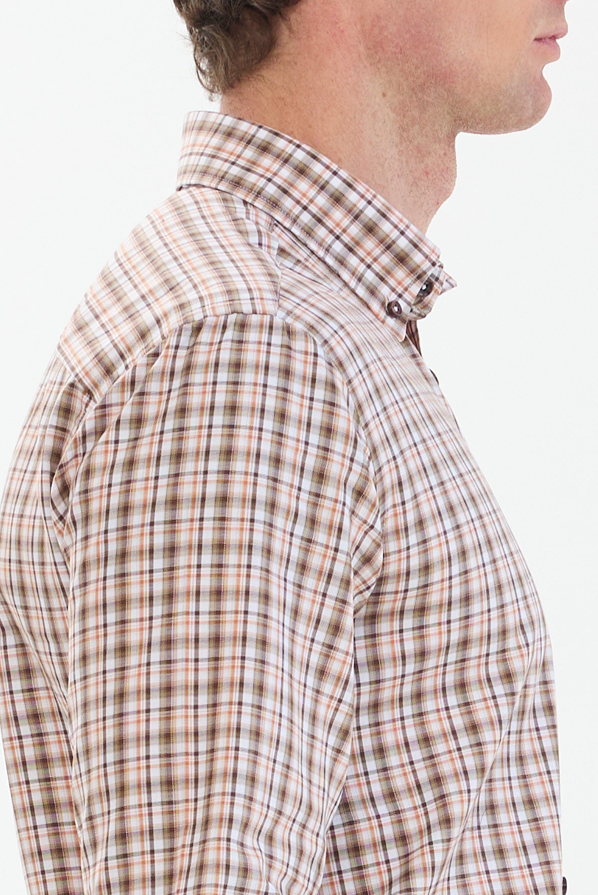 ΑΝΔΡΙΚΟ ΚΑΡΟ ΜΠΕΖ-ΠΟΡΤΟΚΑΛΙ ΠΟΥΚΑΜΙΣΟ PORTOBELLO'S REGULAR FIT ΜΕ BUTTON DOWN ΓΙΑΚΑ