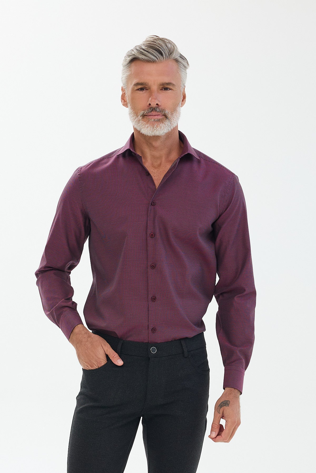 ΑΝΔΡΙΚΟ ΜΠΟΡΝΤΟ ΠΟΥΚΑΜΙΣΟ ΜΕ ΜΙΚΡΟΣΧΕΔΙΟ PORTOBELLO'S REGULAR FIT ΚΑΙ REX ΓΙΑΚΑ