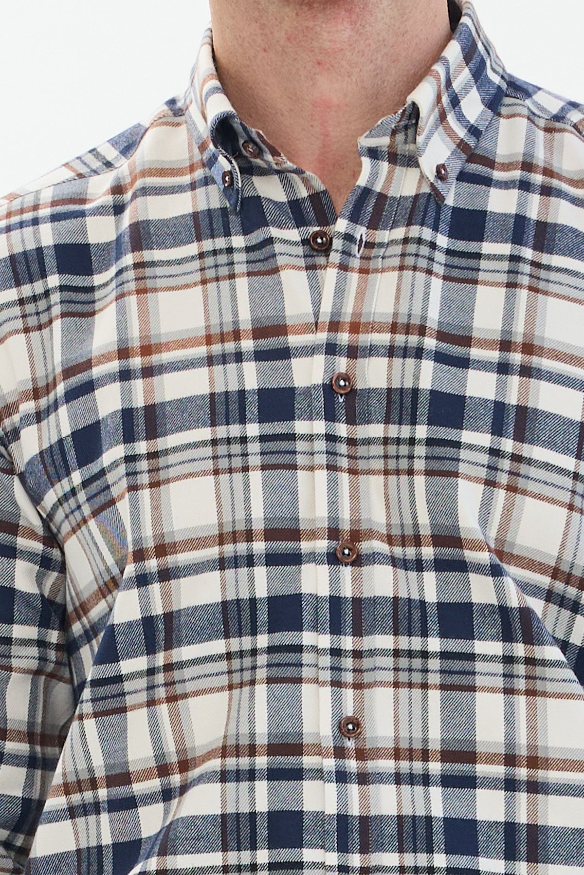 ΑΝΔΡΙΚΟ ΜΠΛΕ-ΚΑΦΕ ΚΑΡΟ ΠΟΥΚΑΜΙΣΟ ΜΕ BUTTON DOWN ΓΙΑΚΑ REGULAR FIT PORTOBELLO'S