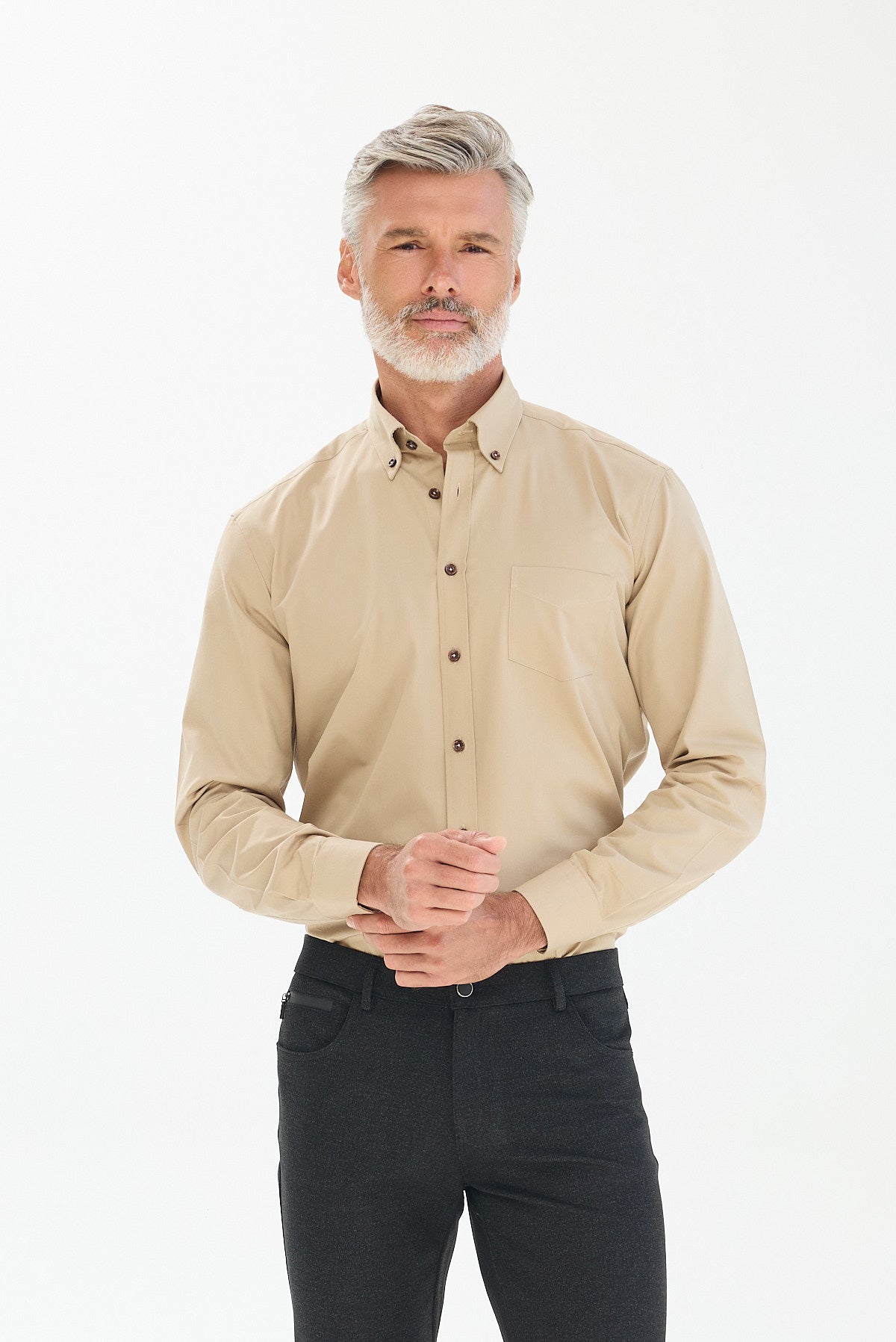 ΑΝΔΡΙΚΟ ΣΚΟΥΡΟ ΜΠΕΖ ΠΟΥΚΑΜΙΣΟ PORTOBELLO'S ΜΕ BUTTON DOWN ΓΙΑΚΑ REGULAR FIT