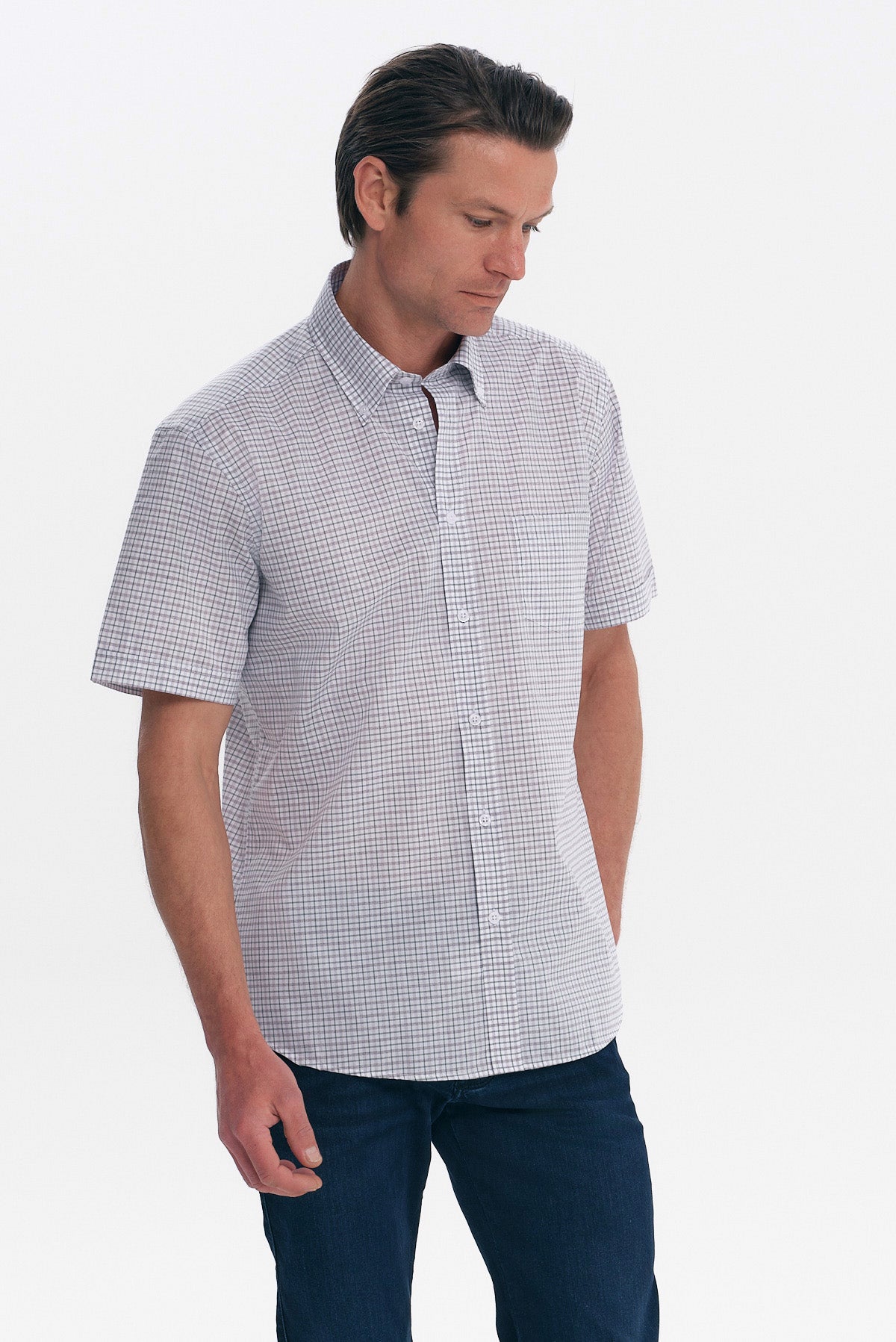 ΑΝΔΡΙΚΟ ΓΚΡΙ ΜΕΣΑΙΟ ΠΤΙ ΚΑΡΟ ΚΟΝΤΟΜΑΝΙΚΟ ΠΟΥΚΑΜΙΣΟ PORTOBELLO'S REGULAR FIT ΜΕ BUTTON DOWN ΓΙΑΚΑ