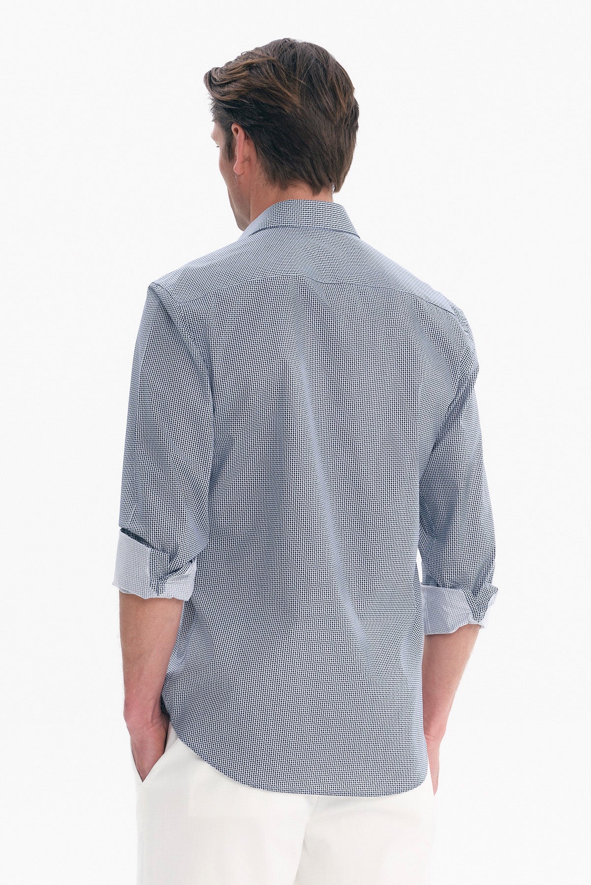 ΑΝΔΡΙΚΟ ΜΠΛΕ ΠΟΥΚΑΜΙΣΟ REGULAR FIT PORTOBELLO'S ΜΕ REX ΓΙΑΚΑ ΚΑΙ ΜΙΚΡΑ ΜΟΤΙΒΑ