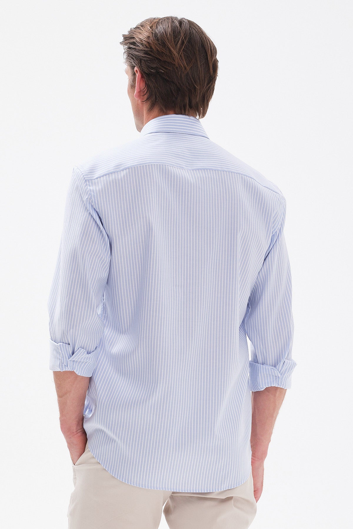 ΑΝΔΡΙΚΟ ΡΙΓΕ ΣΙΕΛ-ΛΕΥΚΟ ΠΟΥΚΑΜΙΣΟ PORTOBELLO'S REGULAR FIT ΜΕ BUTTON DOWN ΓΙΑΚΑ