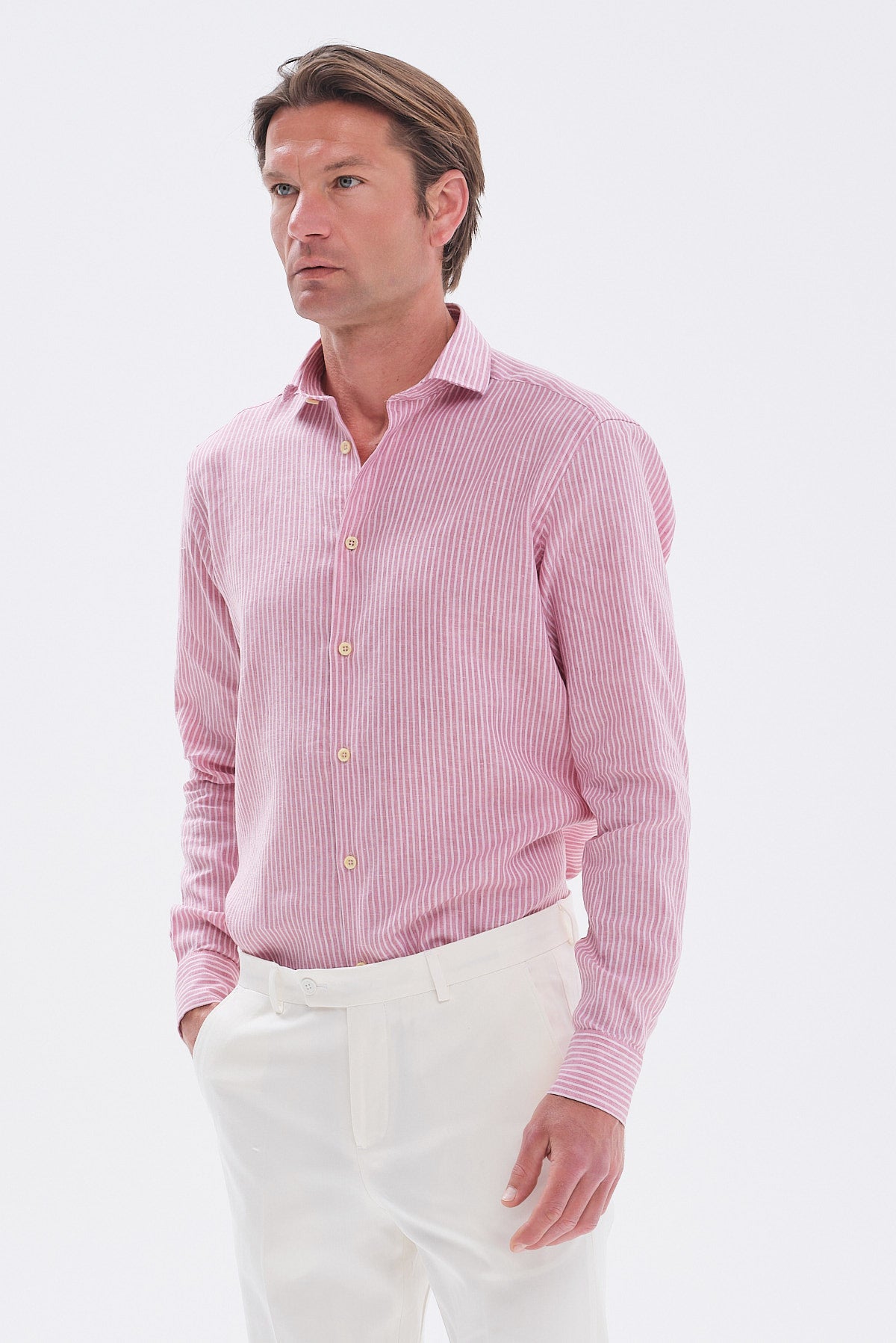 ΑΝΔΡΙΚΟ ΡΙΓΕ ΡΟΖ ΛΙΝΟ ΠΟΥΚΑΜΙΣΟ PORTOBELLO'S MODERN FIT ΜΕ REX ΓΙΑΚΑ