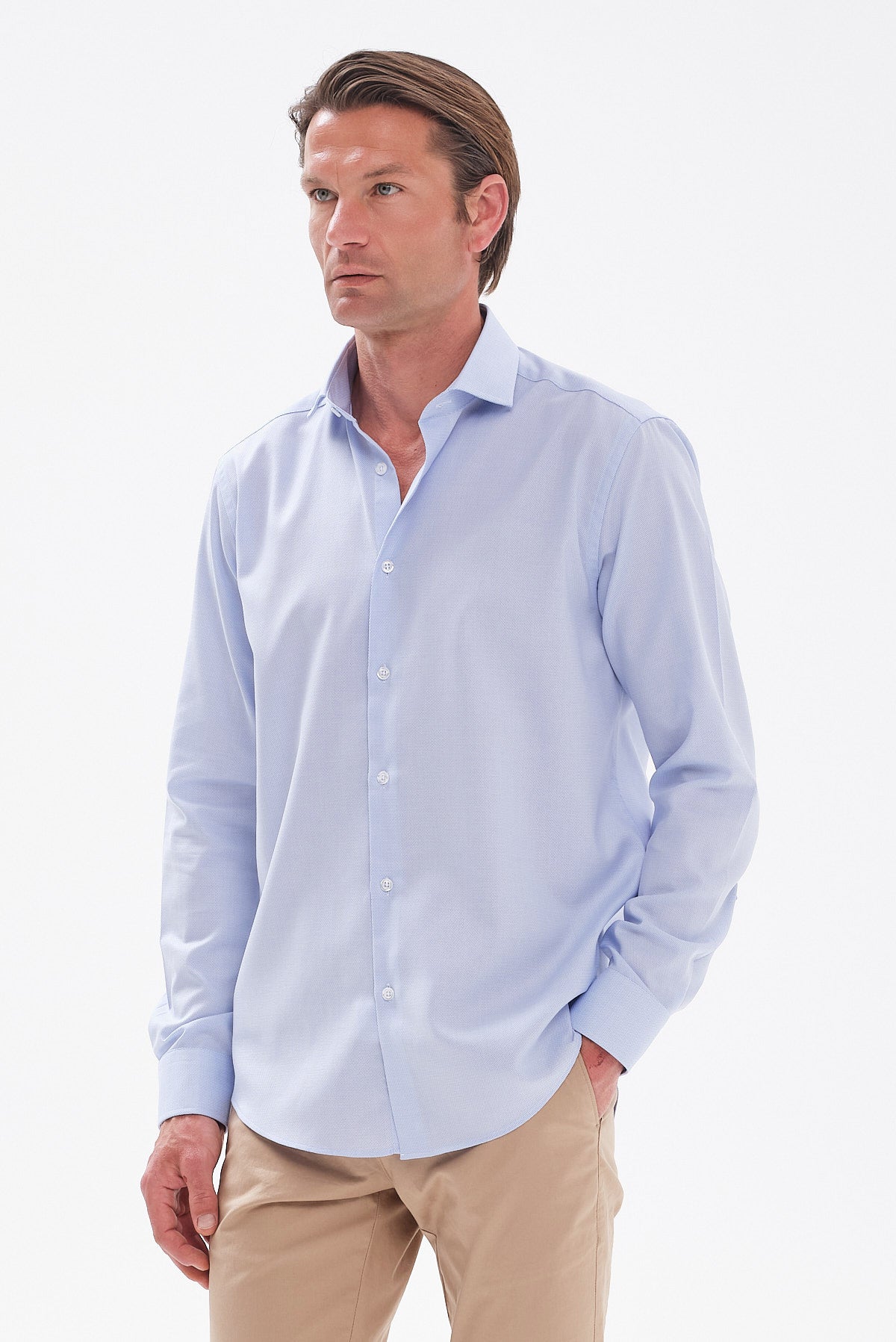 ΑΝΔΡΙΚΟ ΣΙΕΛ ΠΟΥΚΑΜΙΣΟ PORTOBELLO'S ΜΕ ΜΙΚΡΟΣΧΕΔΙΟ REGULAR FIT ΜΕ REX ΓΙΑΚΑ