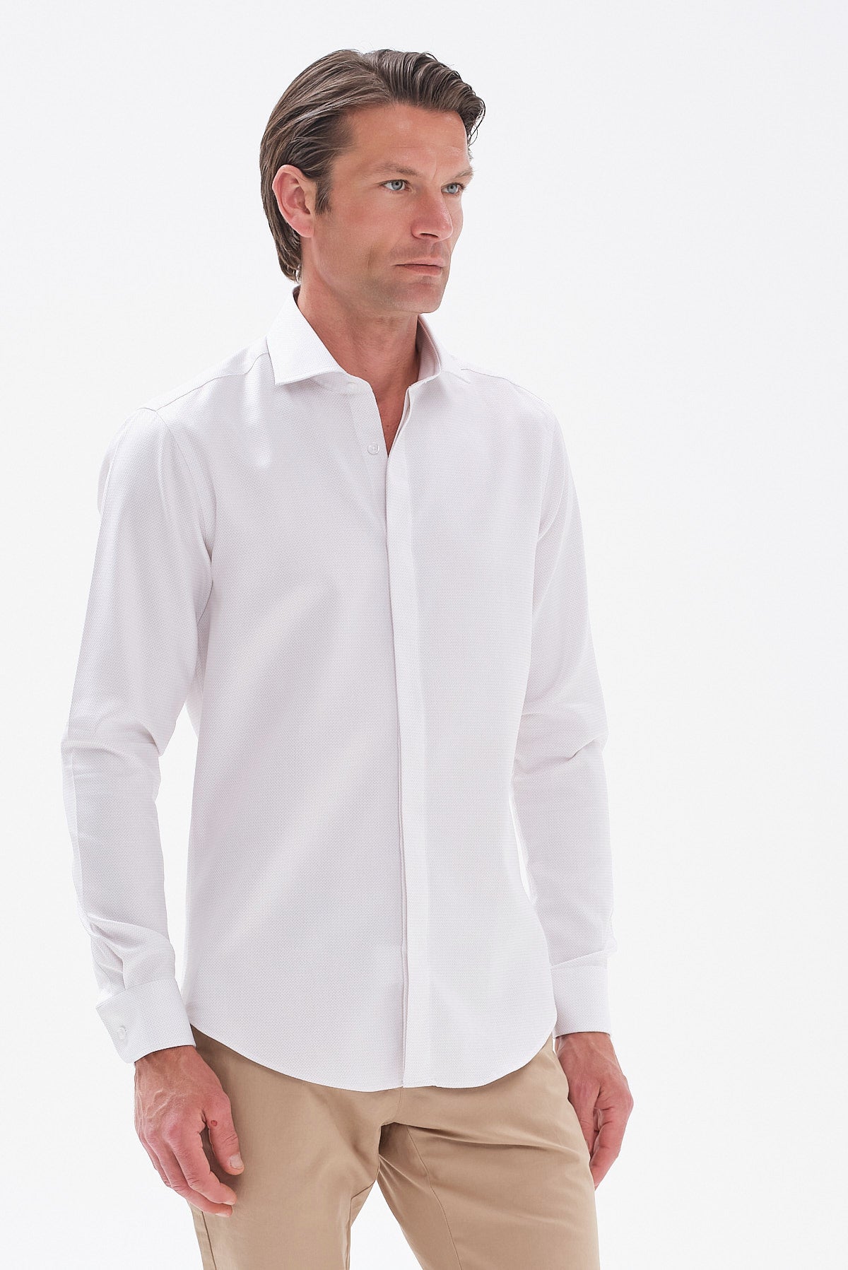 ΑΝΔΡΙΚΟ ΜΠΕΖ ΑΝΟΙΚΤΟ ΠΟΥΚΑΜΙΣΟ ΜΕ ΜΙΚΡΟΣΧΕΔΙΟ PORTOBELLO'S SLIM FIT ΜΕ REX ΓΙΑΚΑ