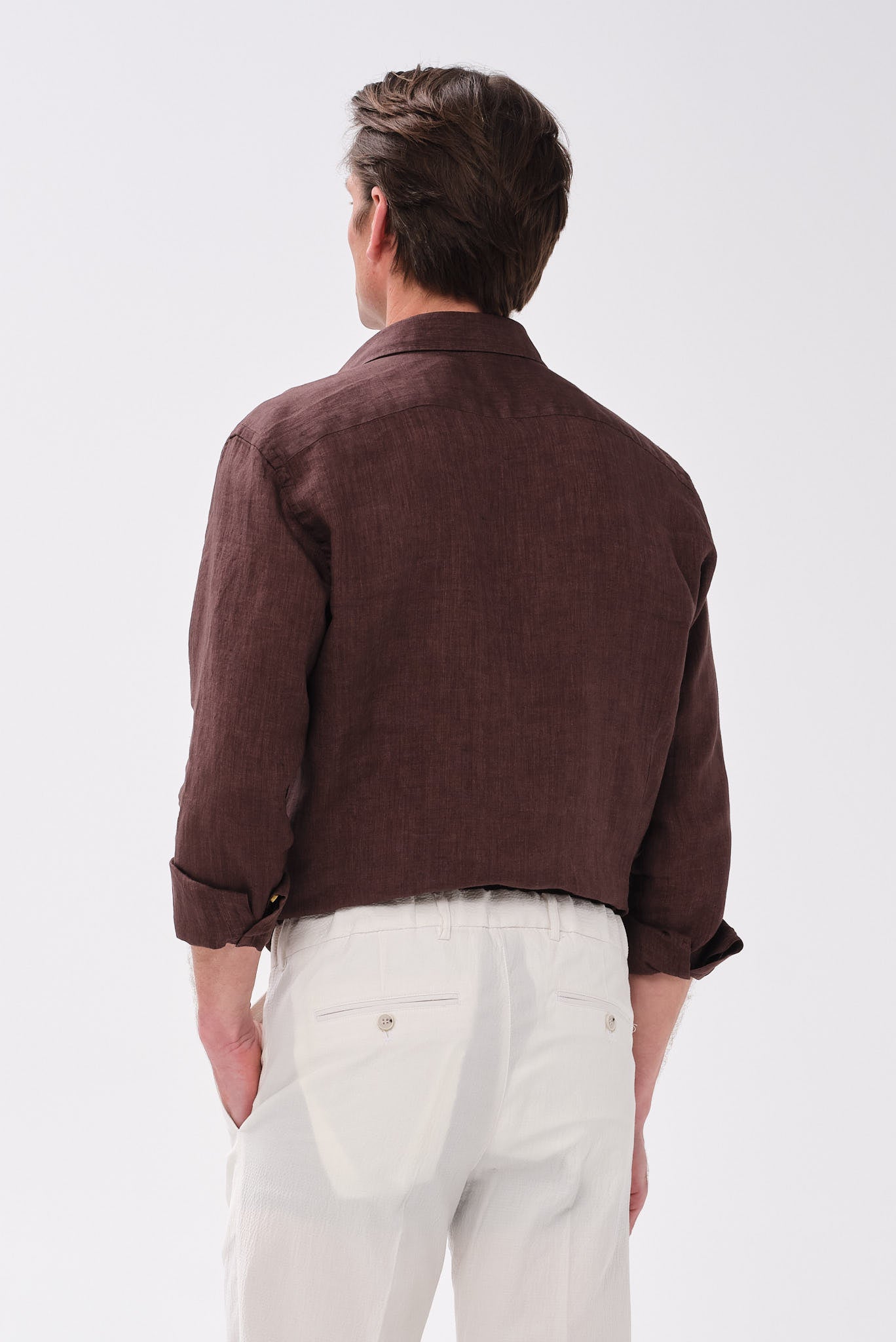 ΑΝΔΡΙΚΟ ΛΙΝΟ DÉLAVÉ ΚΑΦΕ ΠΟΥΚΑΜΙΣΟ PORTOBELLO'S ME REX GIAKA MODERN FIT
