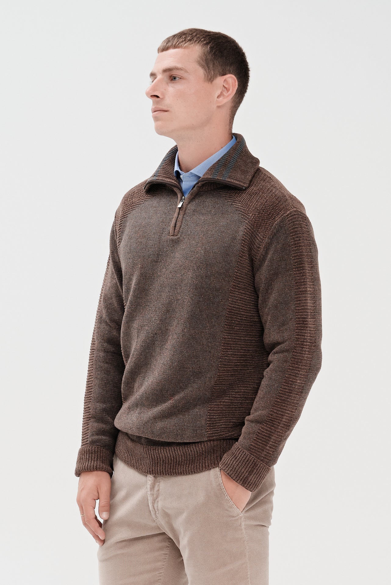 ΑΝΔΡΙΚΟ ΠΟΥΛΟΒΕΡ ΜΕ ΦΕΡΜΟΥΑΡ PORTOBELLO'S ΣE ΚΑΦΕ ΑΠΟΧΡΩΣΗ REGULAR FIT