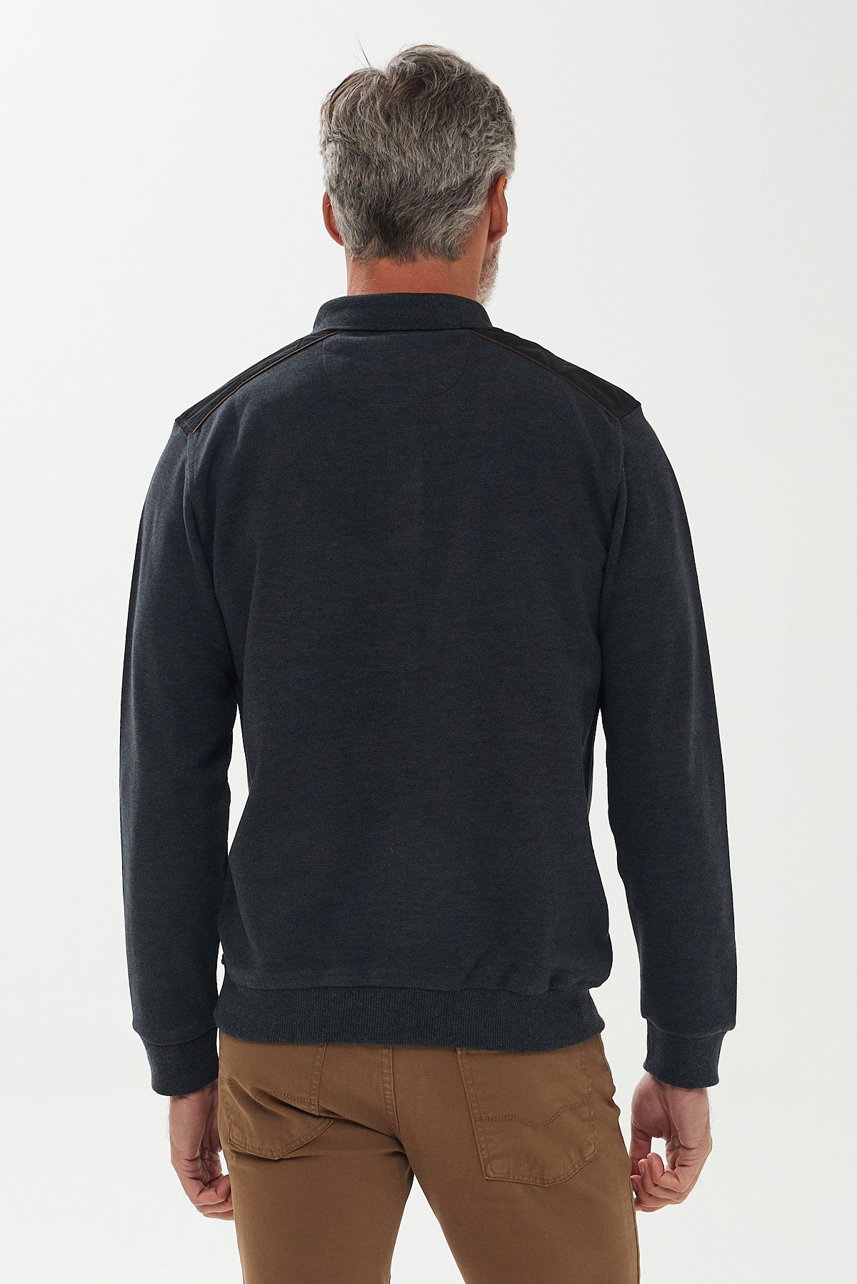 ΑΝΔΡΙΚΟ ΜΑΚΡΥΜΑΝΙΚΟ POLO PORTOBELLO'S ΣΕ ΧΡΩΜΑ ΓΡΑΦΙΤΗ ΜΕ ΛΕΠΤΟΜΕΡΕΙΕΣ REGULAR FIT