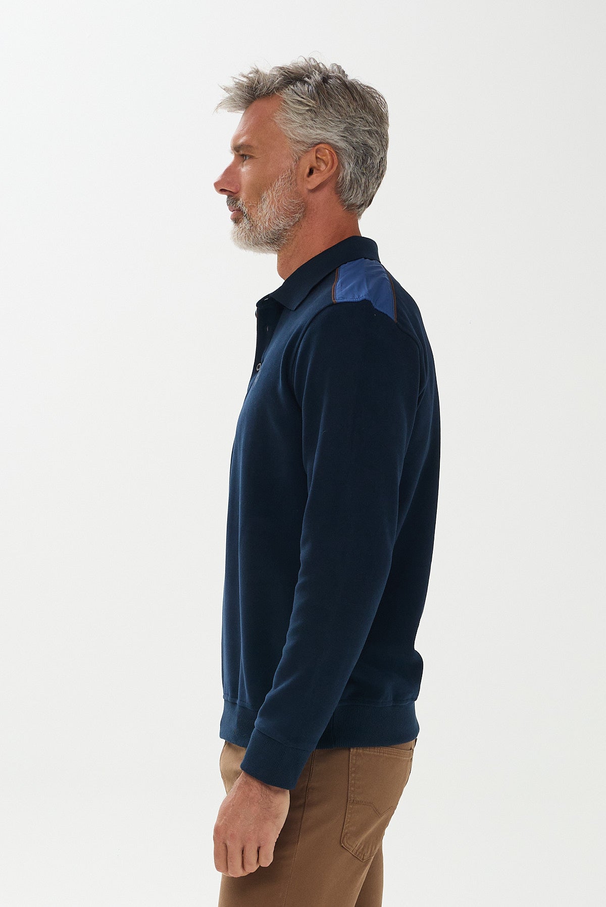 ΑΝΔΡΙΚΟ ΜΠΛΕ ΜΑΚΡΥΜΑΝΙΚΟ POLO PORTOBELLO'S ΜΕ ΛΕΠΤΟΜΕΡΕΙΕΣ REGULAR FIT