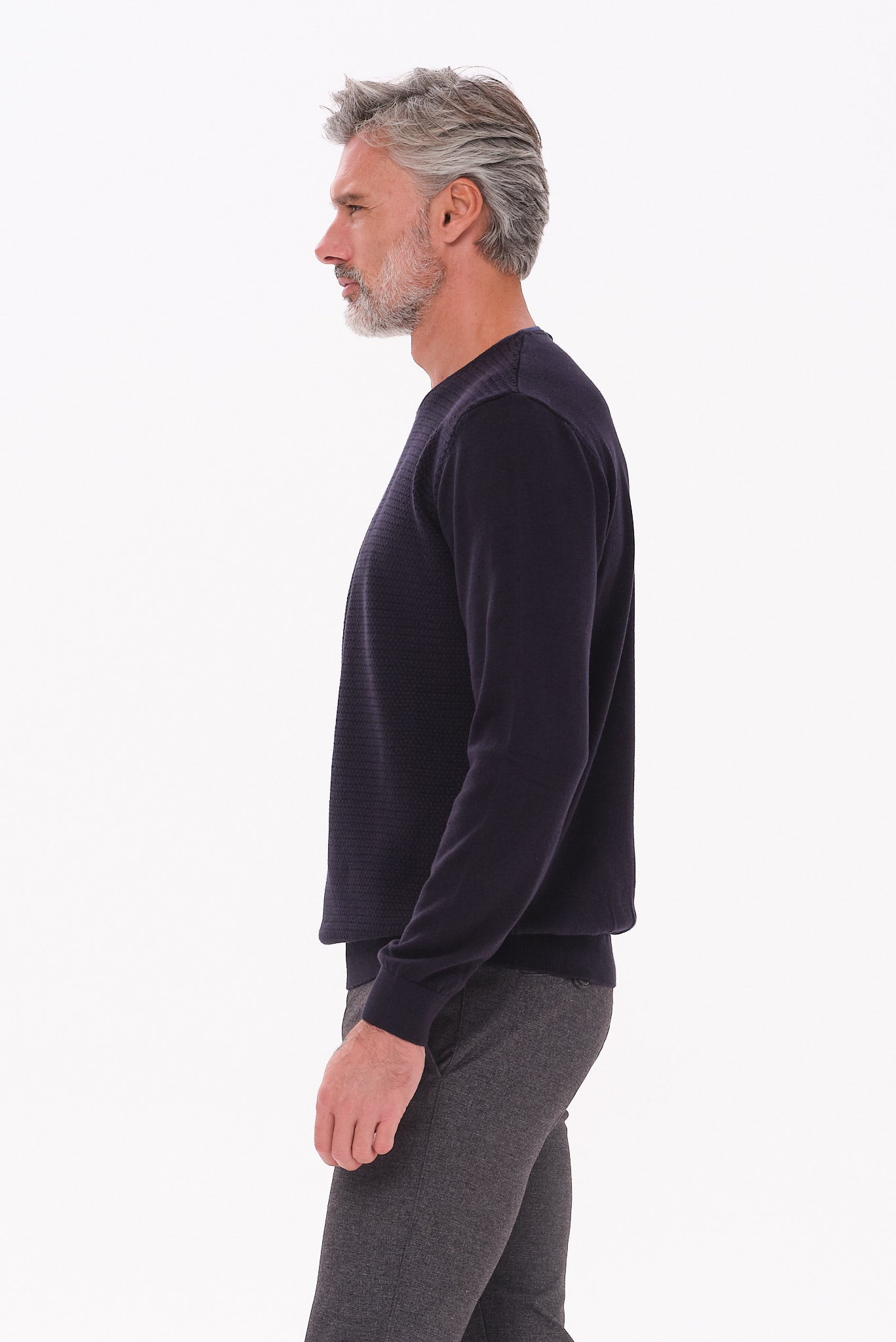 ΑΝΔΡΙΚΟ ΠΟΥΛΟΒΕΡ LES GENT'S ΜΠΛΕ ΜΕ ΛΑΙΜΟΚΟΨΗ ΚΑΙ ΜΙΚΡΟΣΧΕΔΙΟ REGULAR FIT