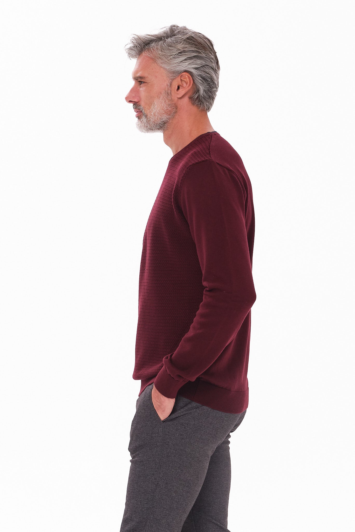 ΑΝΔΡΙΚΟ ΠΟΥΛΟΒΕΡ LES GENT'S ΜΠΟΡΝΤΟ ΜΕ ΛΑΙΜΟΚΟΨΗ ΚΑΙ ΜΙΚΡΟΣΧΕΔΙΟ REGULAR FIT