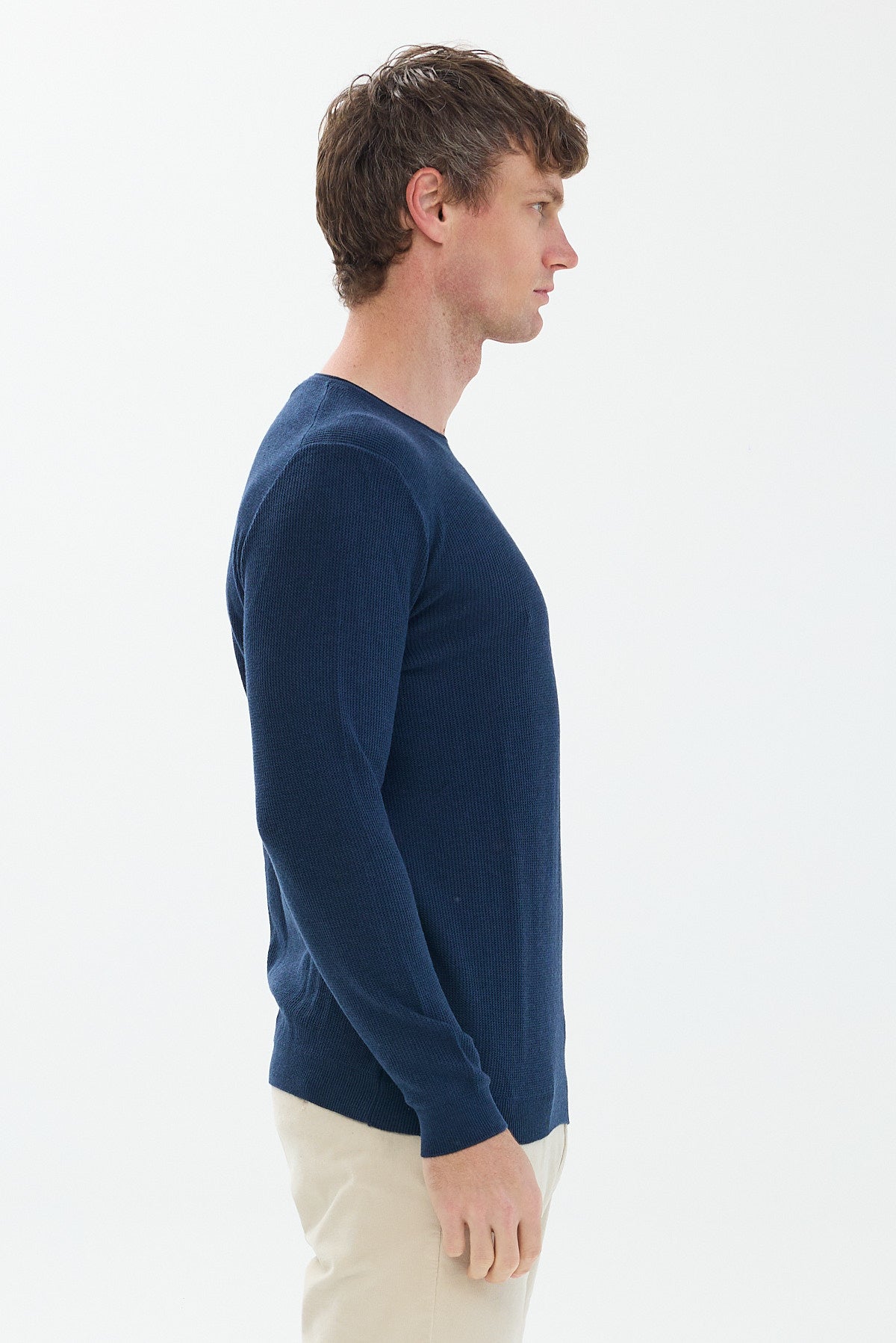 ΑΝΔΡΙΚΟ ΜΠΛΕ ROLL NECK ΠΟΥΛΟΒΕΡ PORTOBELLO'S ΜΕ ΛΑΙΜΟΚΟΨΗ ΚΑΙ ΜΙΚΡΟΣΧΕΔΙΟ