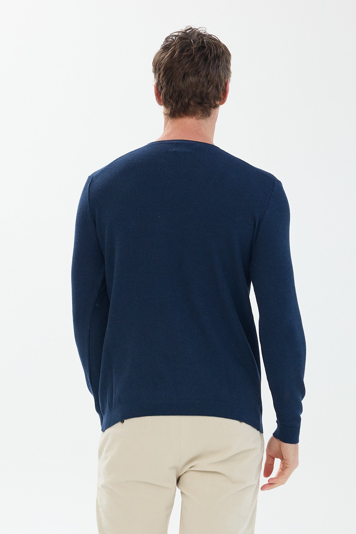 ΑΝΔΡΙΚΟ ΜΠΛΕ ROLL NECK ΠΟΥΛΟΒΕΡ PORTOBELLO'S ΜΕ ΛΑΙΜΟΚΟΨΗ ΚΑΙ ΜΙΚΡΟΣΧΕΔΙΟ