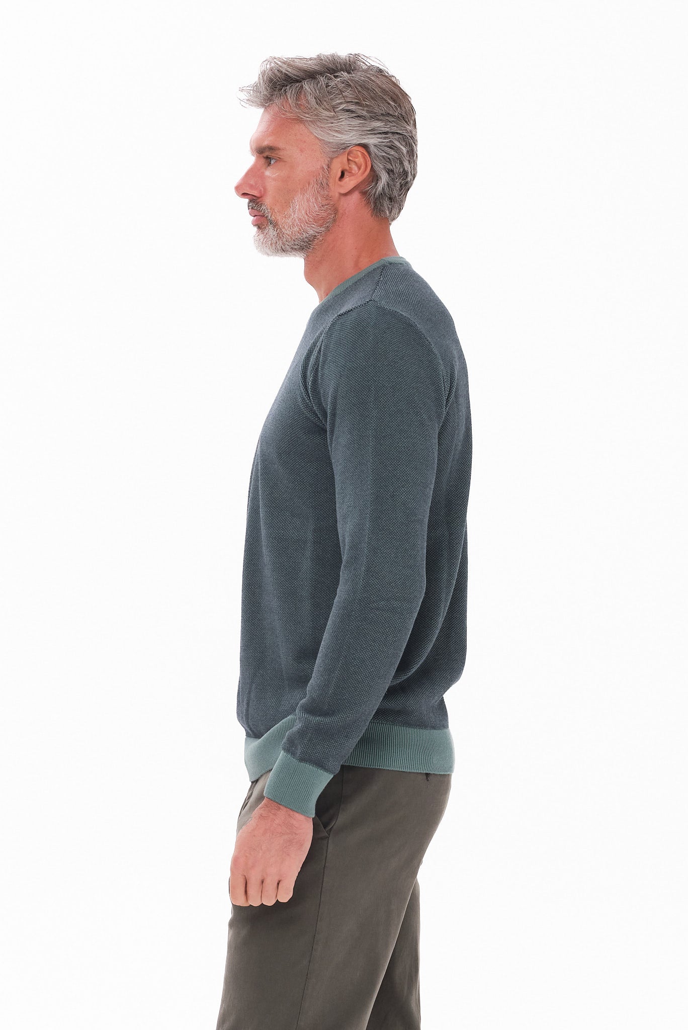 ΑΝΔΡΙΚΟ ΠΡΑΣΙΝΟ ΠΟΥΛΟΒΕΡ LES GENT'S ΜΕ ΛΑΙΜΟΚΟΨΗ ΚΑΙ ΜΙΚΡΟΣΧΕΔΙΟ REGULAR FIT