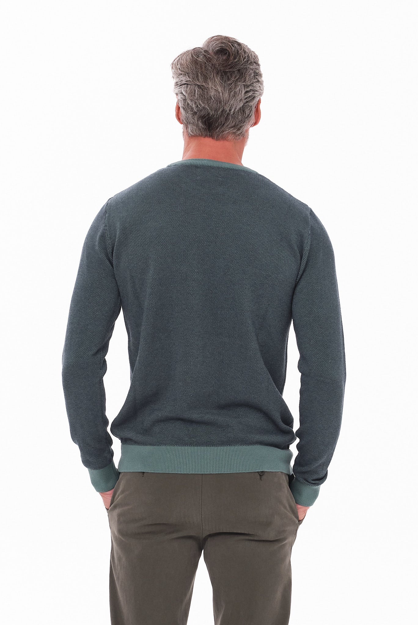 ΑΝΔΡΙΚΟ ΠΡΑΣΙΝΟ ΠΟΥΛΟΒΕΡ LES GENT'S ΜΕ ΛΑΙΜΟΚΟΨΗ ΚΑΙ ΜΙΚΡΟΣΧΕΔΙΟ REGULAR FIT