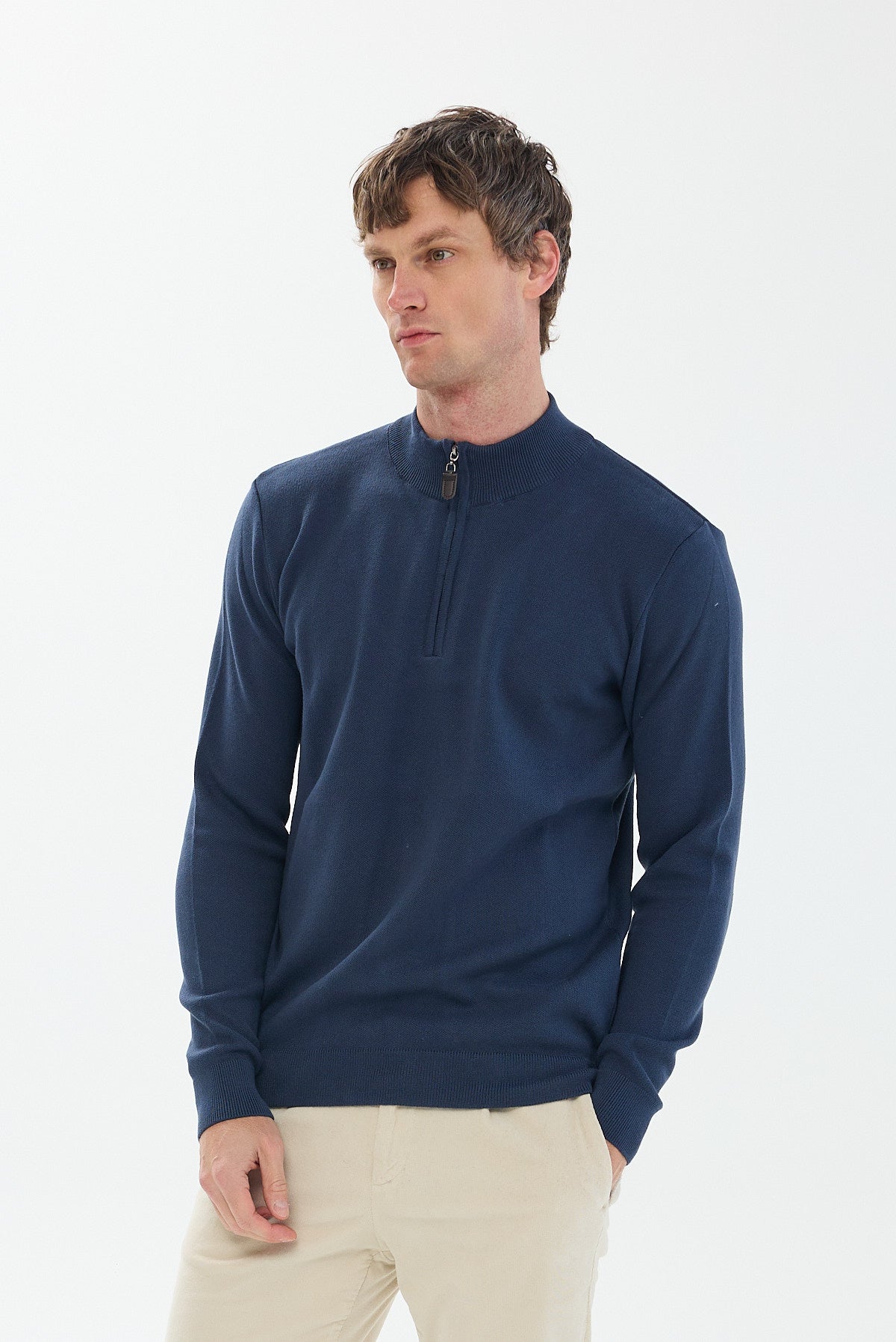 ΑΝΔΡΙΚΟ ΠΟΥΛΟΒΕΡ LUPETTO ZIP PORTOBELLO'S ΣΕ ΧΡΩΜΑ ΙΝΤΙΓΚΟ REGULAR FIT