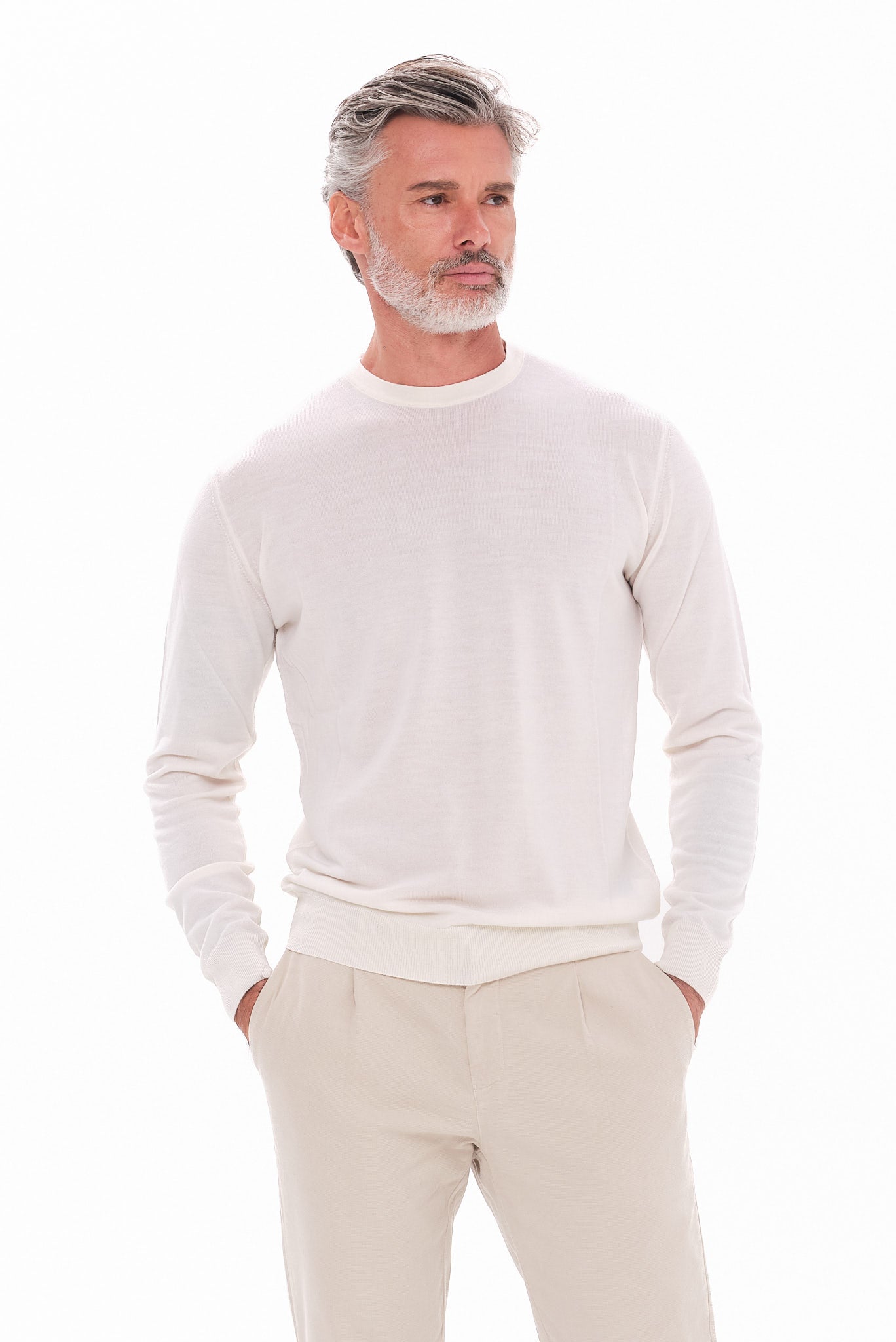 ΑΝΔΡΙΚΟ ΕΚΡΟΥ ΜΑΛΛΙΝΟ ΠΟΥΛΟΒΕΡ PORTOBELLO'S ΜΕ ΛΑΙΜΟΚΟΨΗ REGULAR FIT