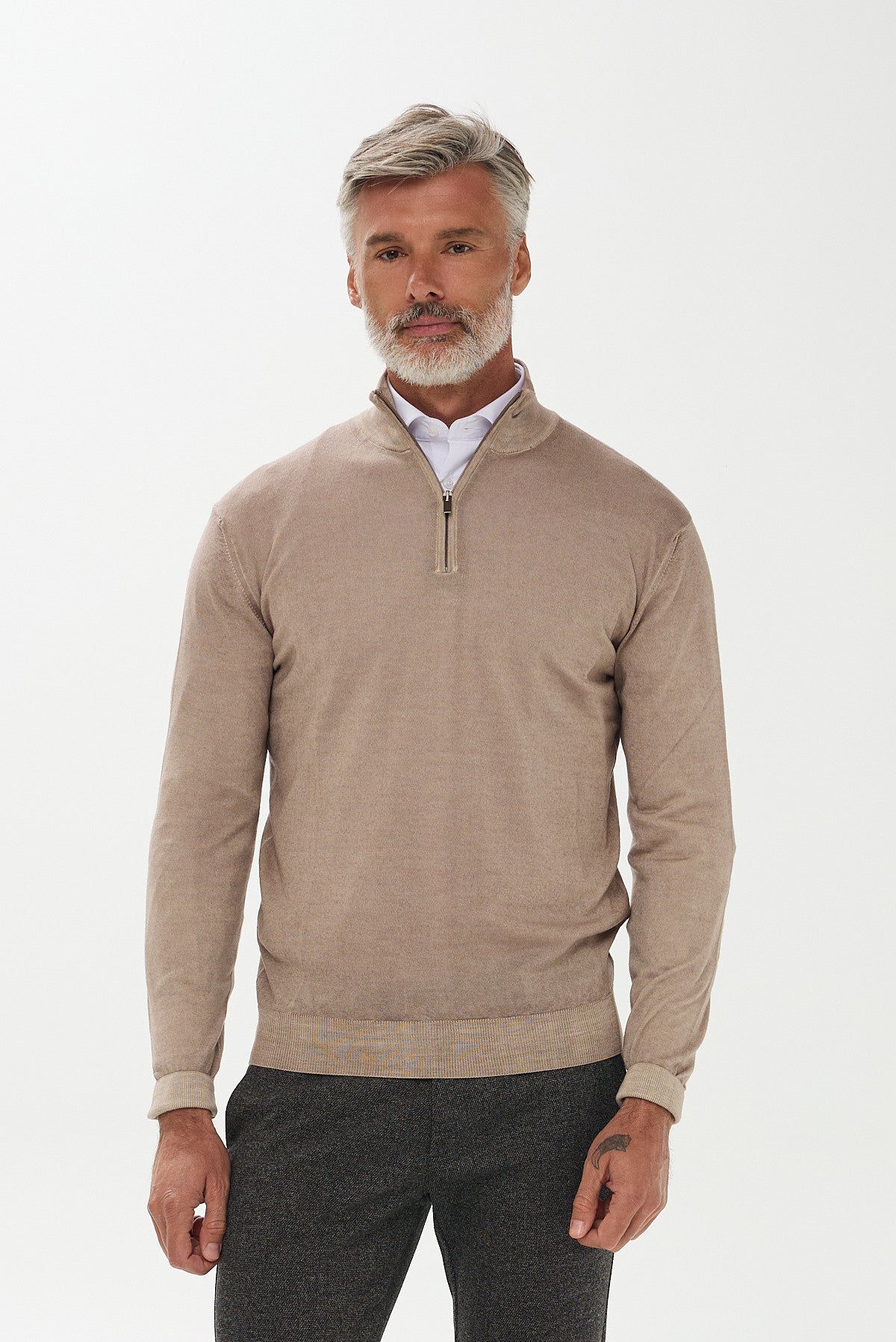 ΑΝΔΡΙΚΟ ΜΠΕΖ ΣΚΟΥΡΟ ΜΑΛΛΙΝΟ ΠΟΥΛΟΒΕΡ LUPETTO ZIP PORTOBELLO'S REGULAR FIT