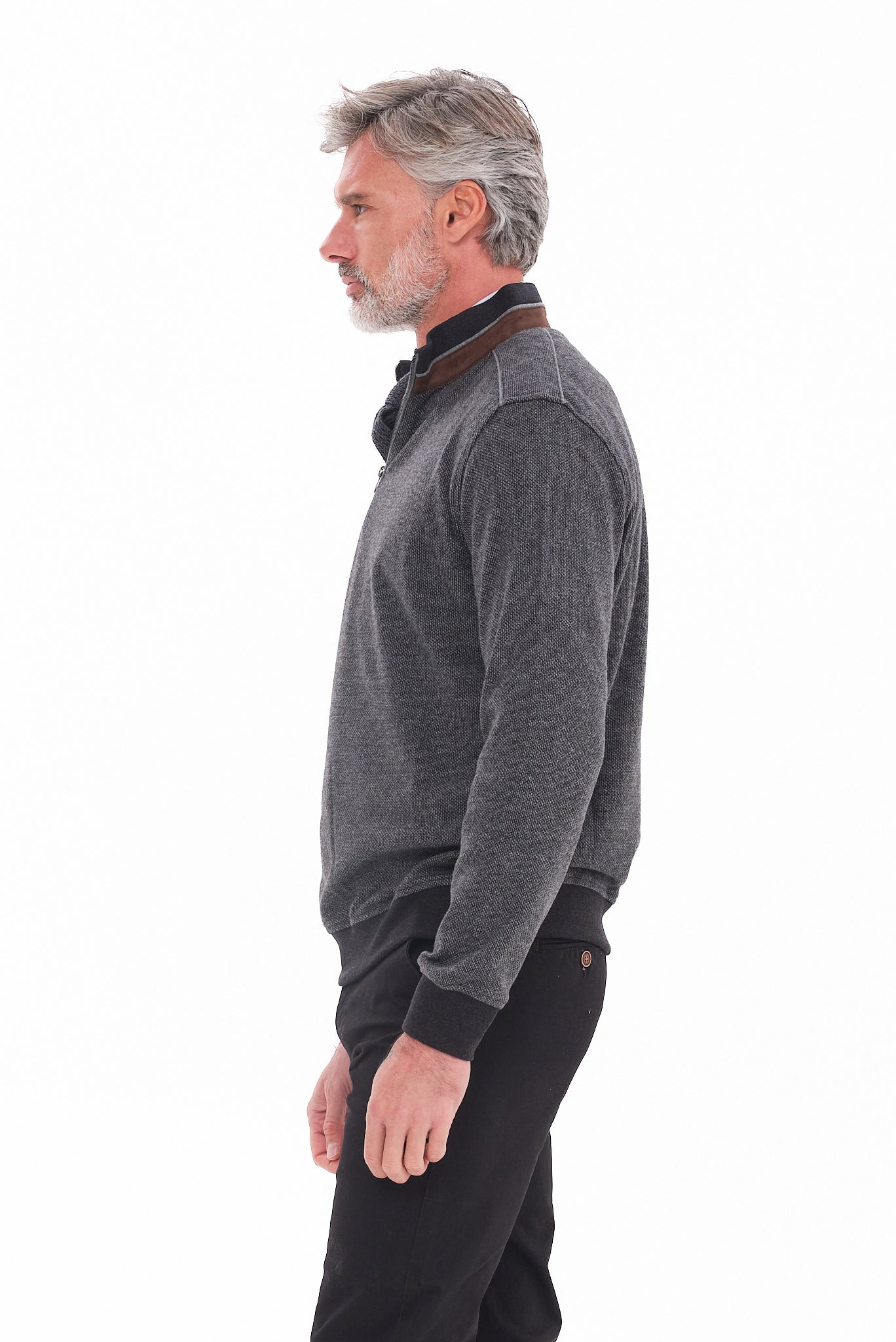 ΑΝΔΡΙΚΟ ΠΟΥΛΟΒΕΡ LUPETTO ZIP PORTOBELLO'S ΣΤΟ ΧΡΩΜΑ ΤΟΥ ΓΡΑΦΙΤΗ REGULAR FIT
