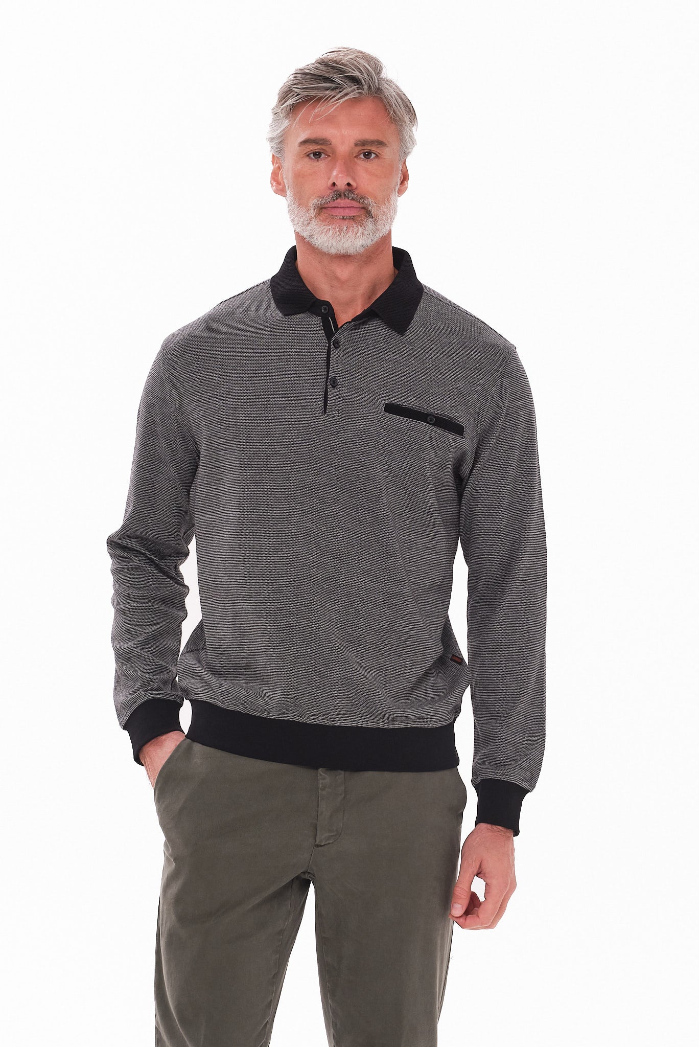 ΑΝΔΡΙΚΟ ΣΚΟΥΡΟ ΓΚΡΙ POLO ΜΑΚΡΥΜΑΝΙΚΟ PORTOBELLO'S REGULAR FIT