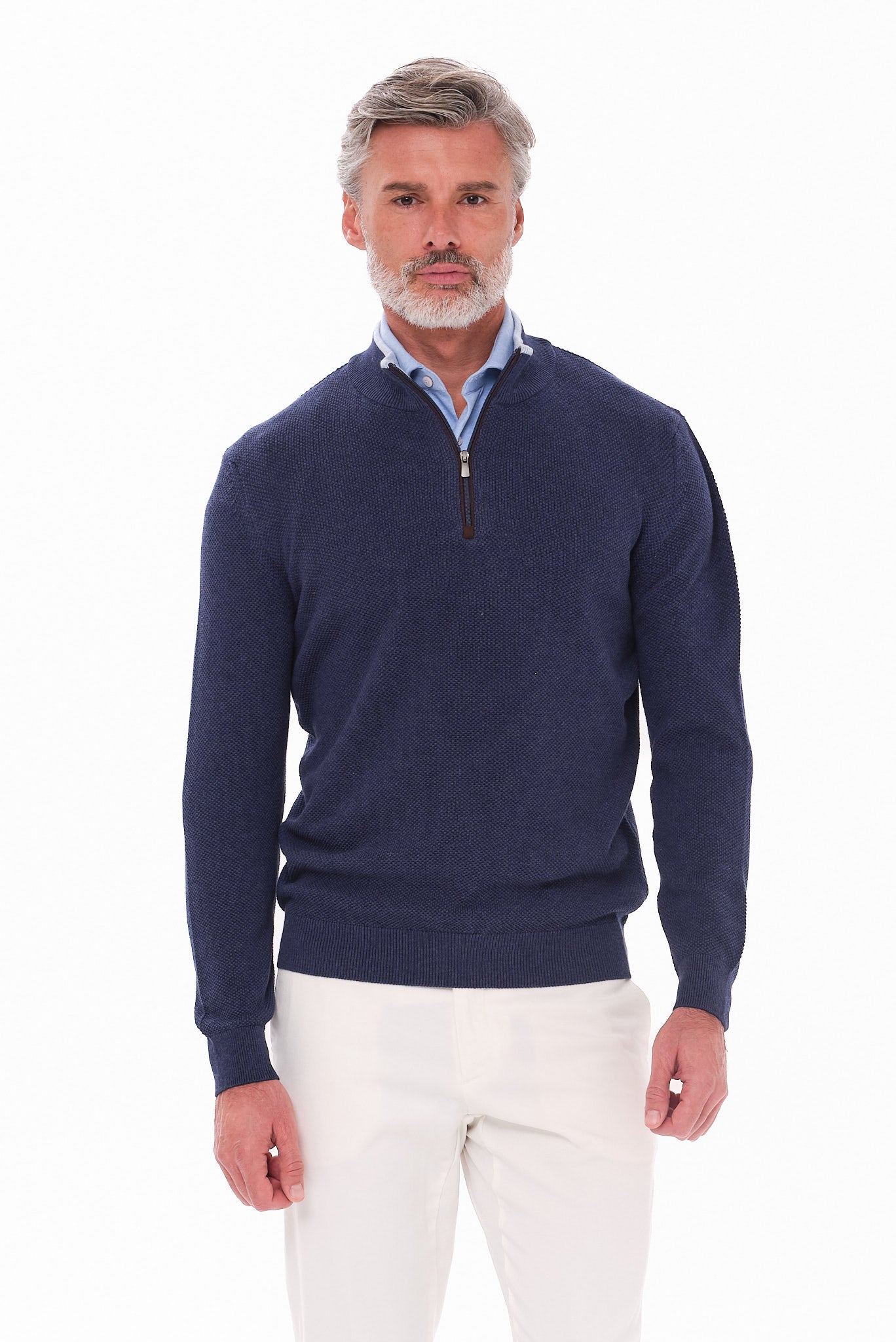 ΑΝΔΡΙΚΟ ΠΟΥΛΟΒΕΡ LUPETTO ZIP PORTOBELLO'S ΣΕ ΜΠΛΕ ΧΡΩΜΑ REGULAR FIT