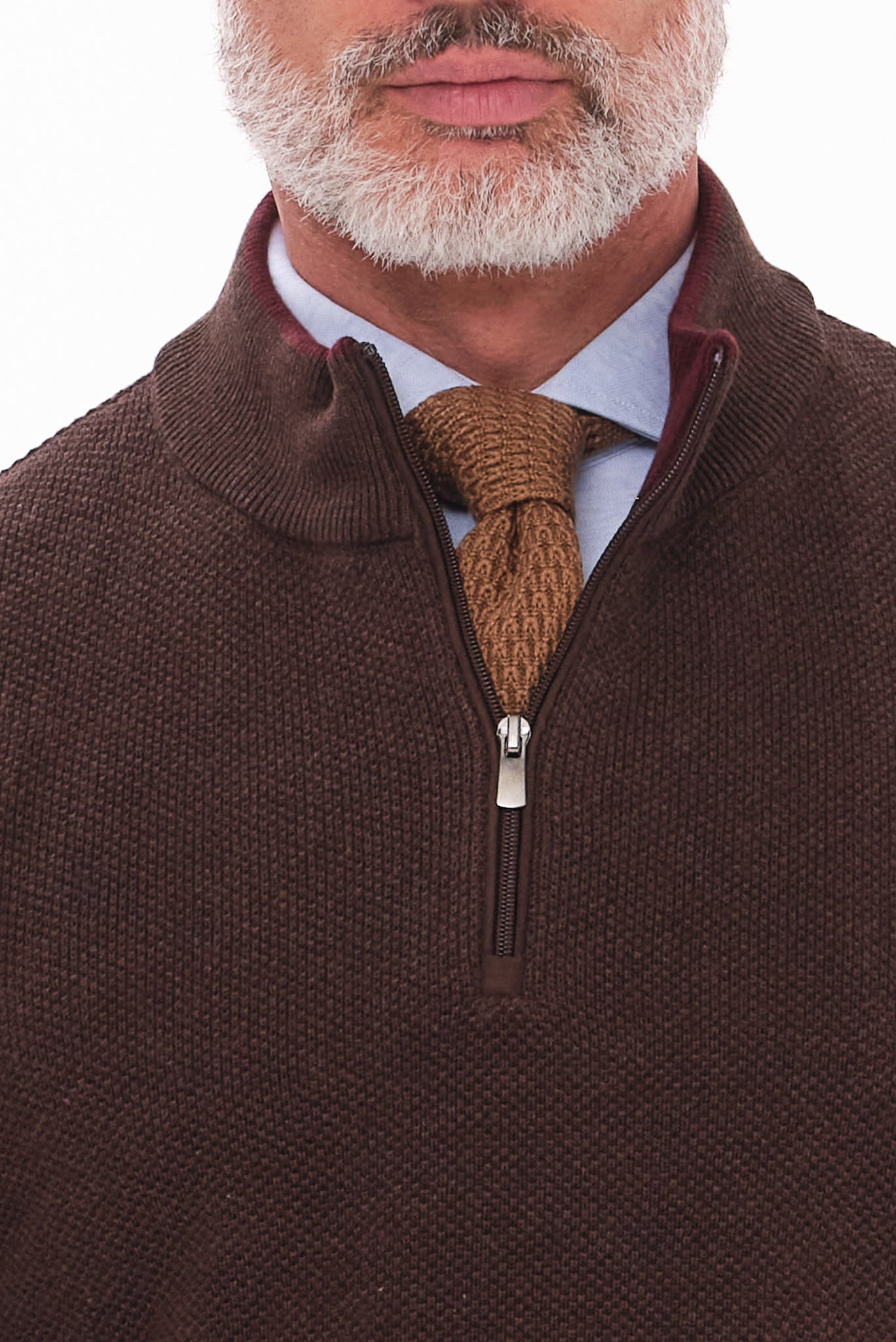 ΑΝΔΡΙΚΟ ΠΟΥΛΟΒΕΡ LUPETTO ZIP PORTOBELLO'S ΣΕ ΚΑΦΕΧΡΩΜΑ REGULAR FIT