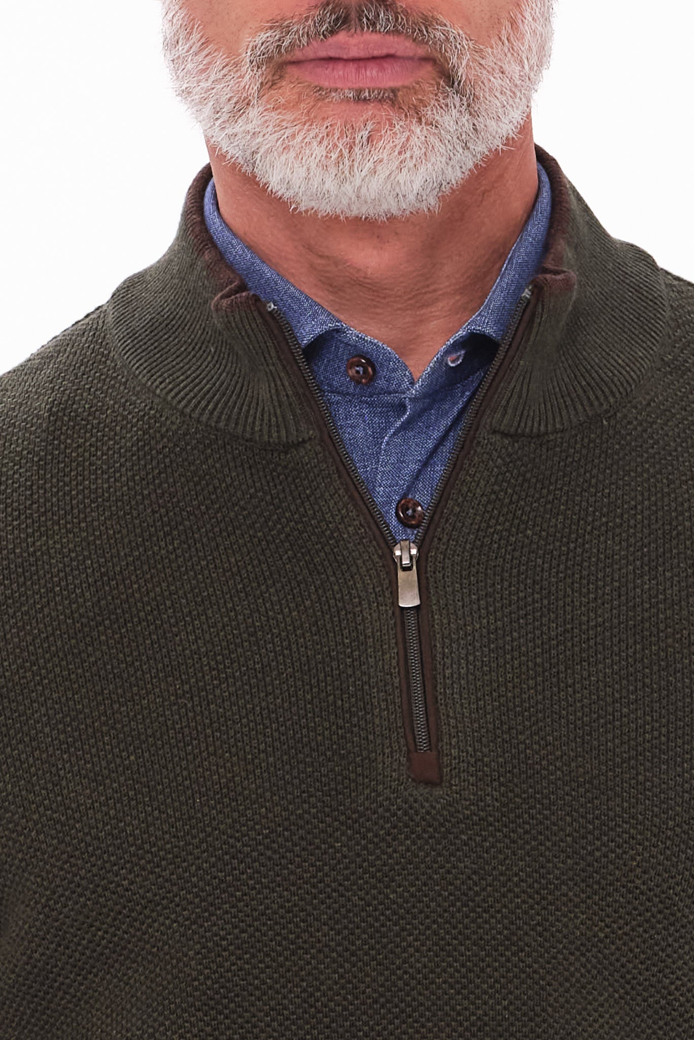 ΑΝΔΡΙΚΟ ΠΟΥΛΟΒΕΡ LUPETTO ZIP PORTOBELLO'S ΣΕ ΛΑΔΙ ΧΡΩΜΑ REGULAR FIT