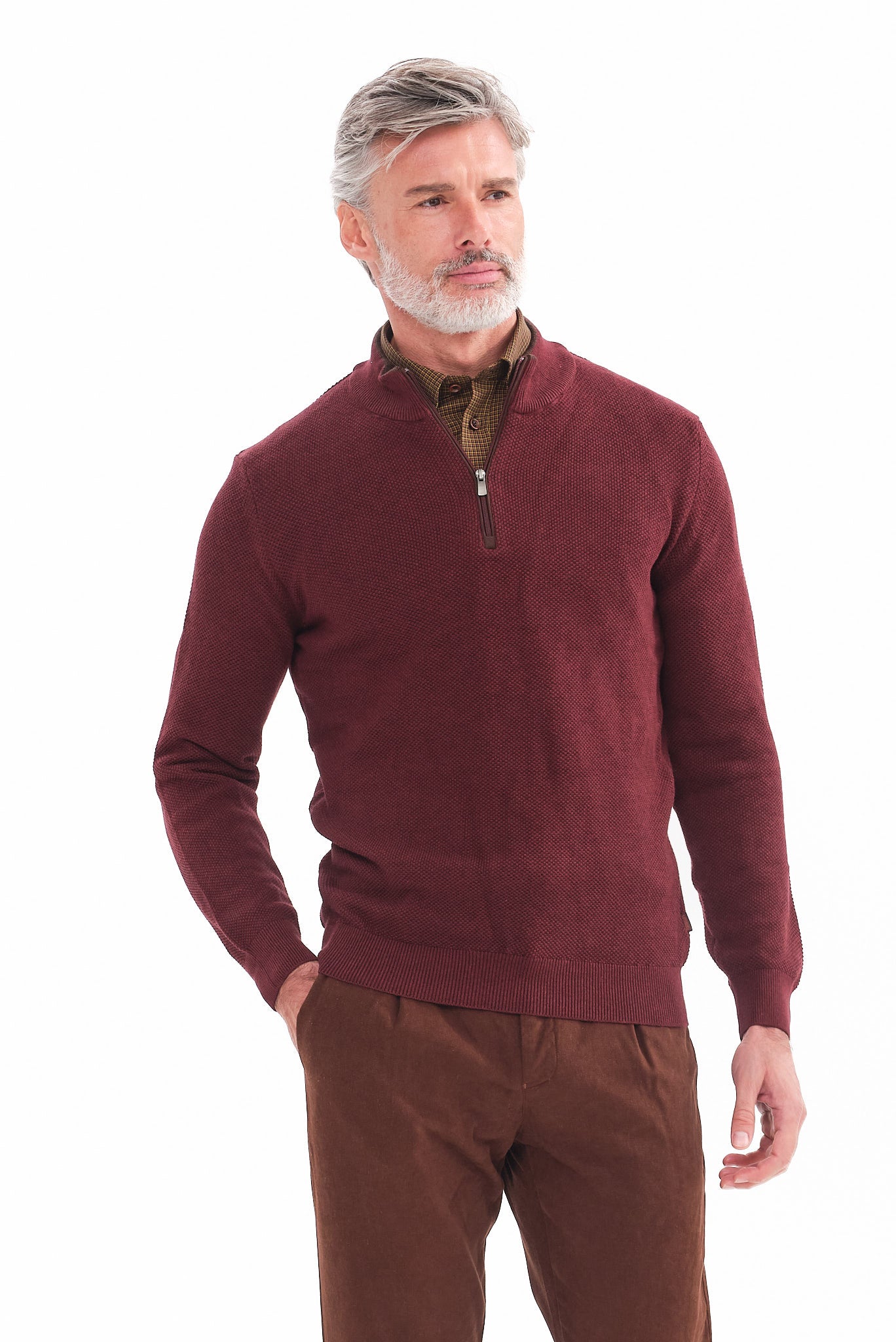 ΑΝΔΡΙΚΟ ΠΟΥΛΟΒΕΡ LUPETTO ZIP PORTOBELLO'S ΣΕ ΜΠΟΡΝΤΟ ΧΡΩΜΑ REGULAR FIT