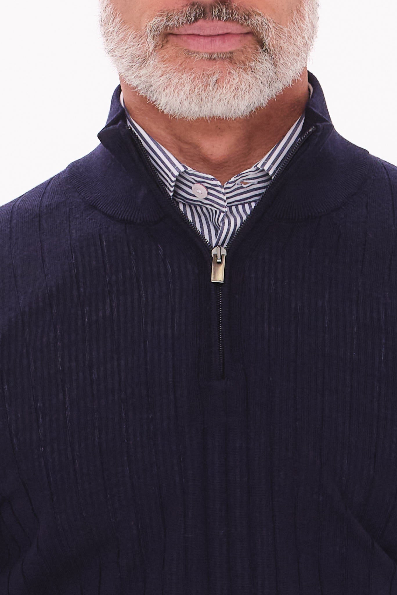 ΑΝΔΡΙΚΟ ΜΠΛΕ ΜΑΛΛΙΝΟ LUPETTO ZIP PORTOBELLO'S REGULAR FIT ΜΕ ΔΙΑΚΡΙΤΙΚΗ ΡΙΓΕ ΠΛΕΞΗ