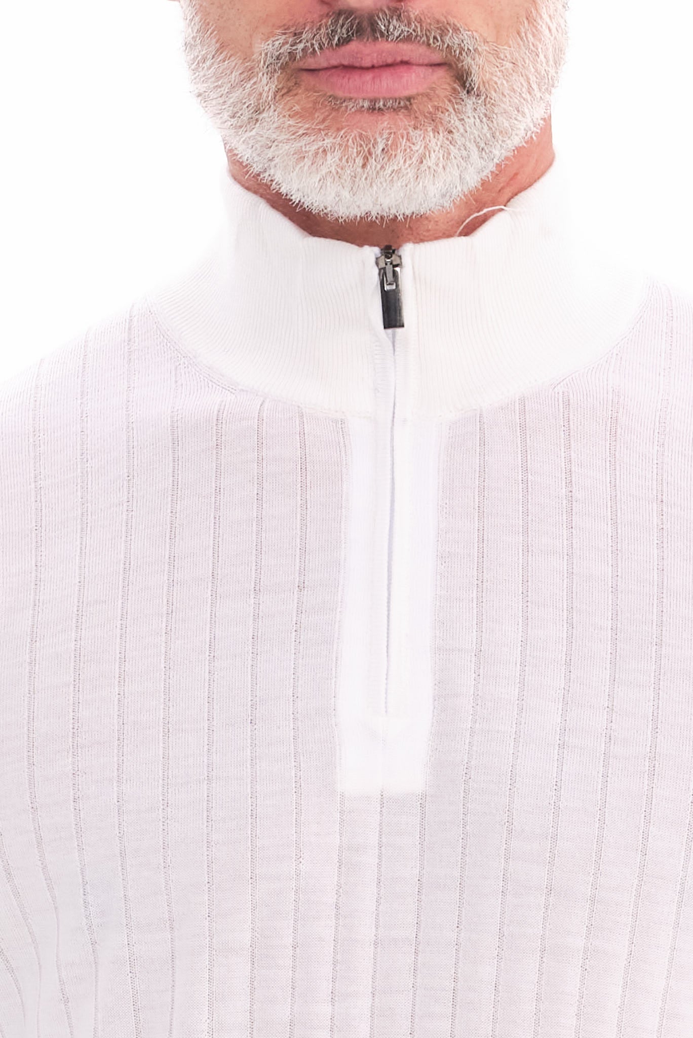 ΑΝΔΡΙΚΟ ΕΚΡΟΥ ΜΑΛΛΙΝΟ LUPETTO ZIP PORTOBELLO'S REGULAR FIT ΜΕ ΔΙΑΚΡΙΤΙΚΗ ΡΙΓΕ ΠΛΕΞΗ