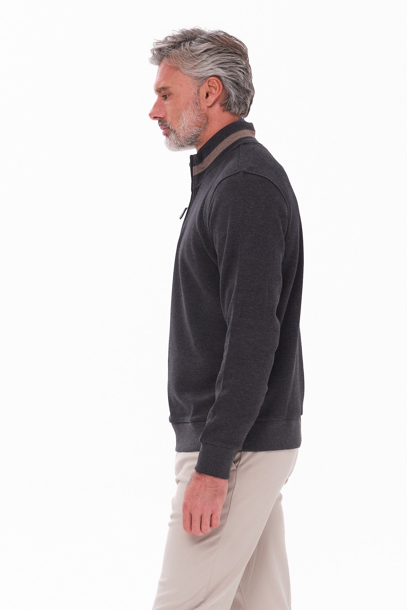 ΑΝΔΡΙΚΟ ΠΟΥΛΟΒΕΡ LUPETTO ZIP PORTOBELLO'S ΣΤΟ ΧΡΩΜΑ ΤΟΥ ΓΡΑΦΙΤΗ REGULAR FIT