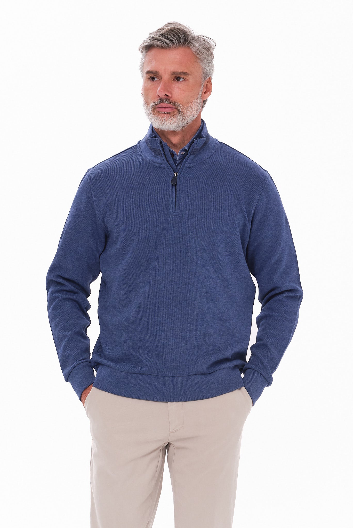 ΑΝΔΡΙΚΟ ΠΟΥΛΟΒΕΡ LUPETTO ZIP PORTOBELLO'S ΣΕ ΧΡΩΜΑ INDIGO REGULAR FIT