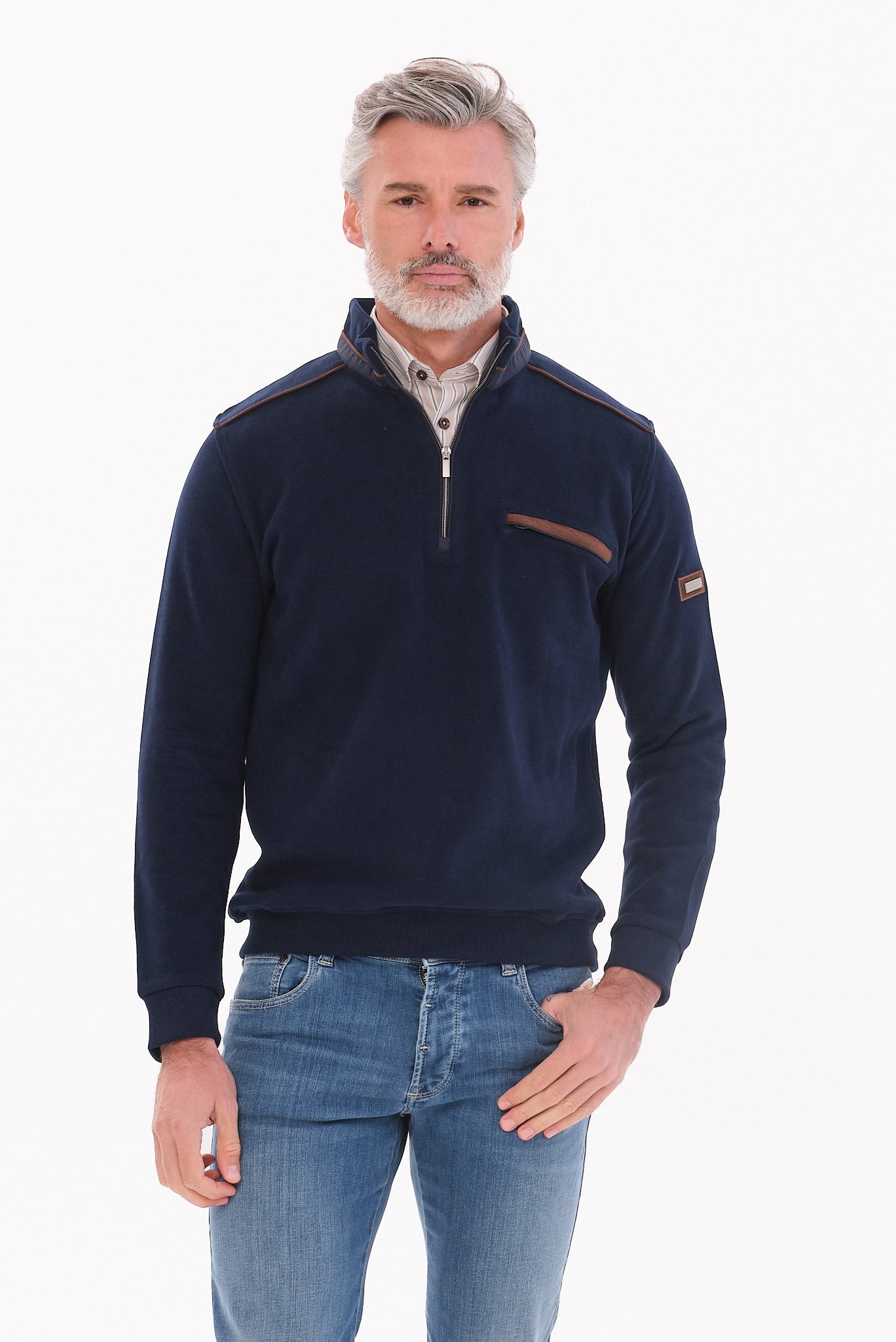 ΑΝΔΡΙΚΟ ΜΠΛΕ LUPETTO ZIP ΠΟΥΛΟΒΕΡ PORTOBELLO'S REGULAR FIT