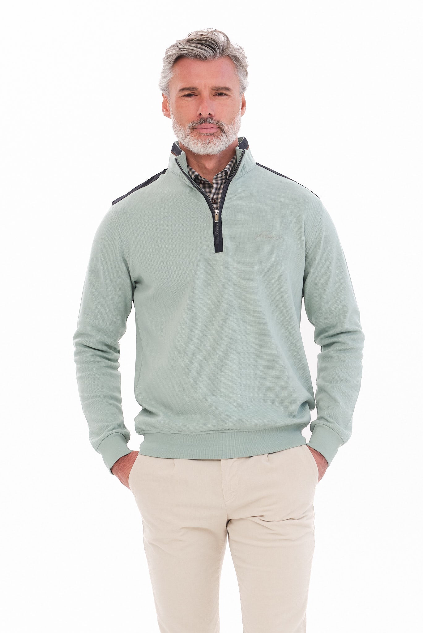 ΑΝΔΡΙΚΟ ΠΟΥΛΟΒΕΡ LUPETTO ZIP ΣΕ ΧΡΩΜΑ ΜΕΝΤΑ PORTOBELLO'S REGULAR FIT