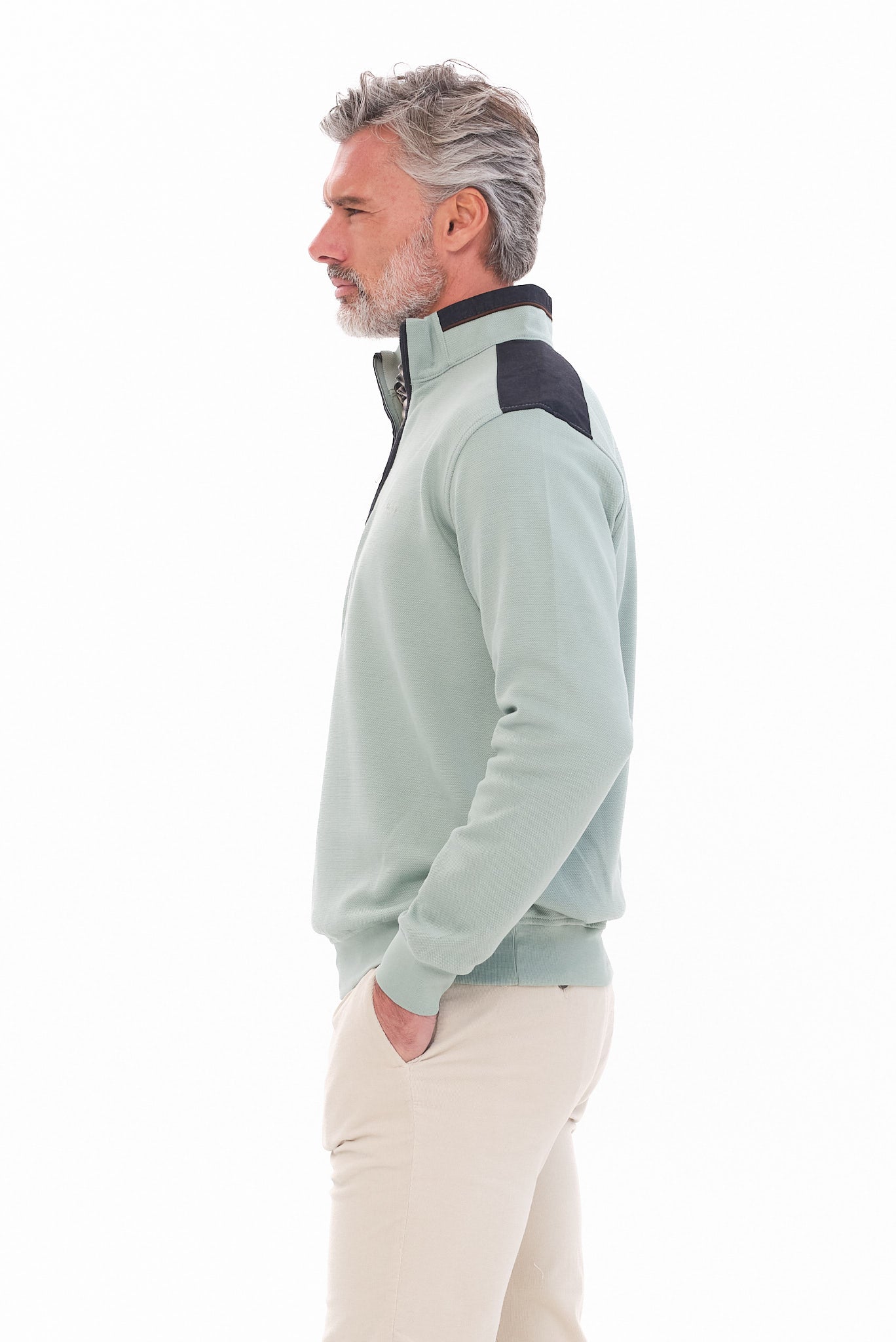 ΑΝΔΡΙΚΟ ΠΟΥΛΟΒΕΡ LUPETTO ZIP ΣΕ ΧΡΩΜΑ ΜΕΝΤΑ PORTOBELLO'S REGULAR FIT