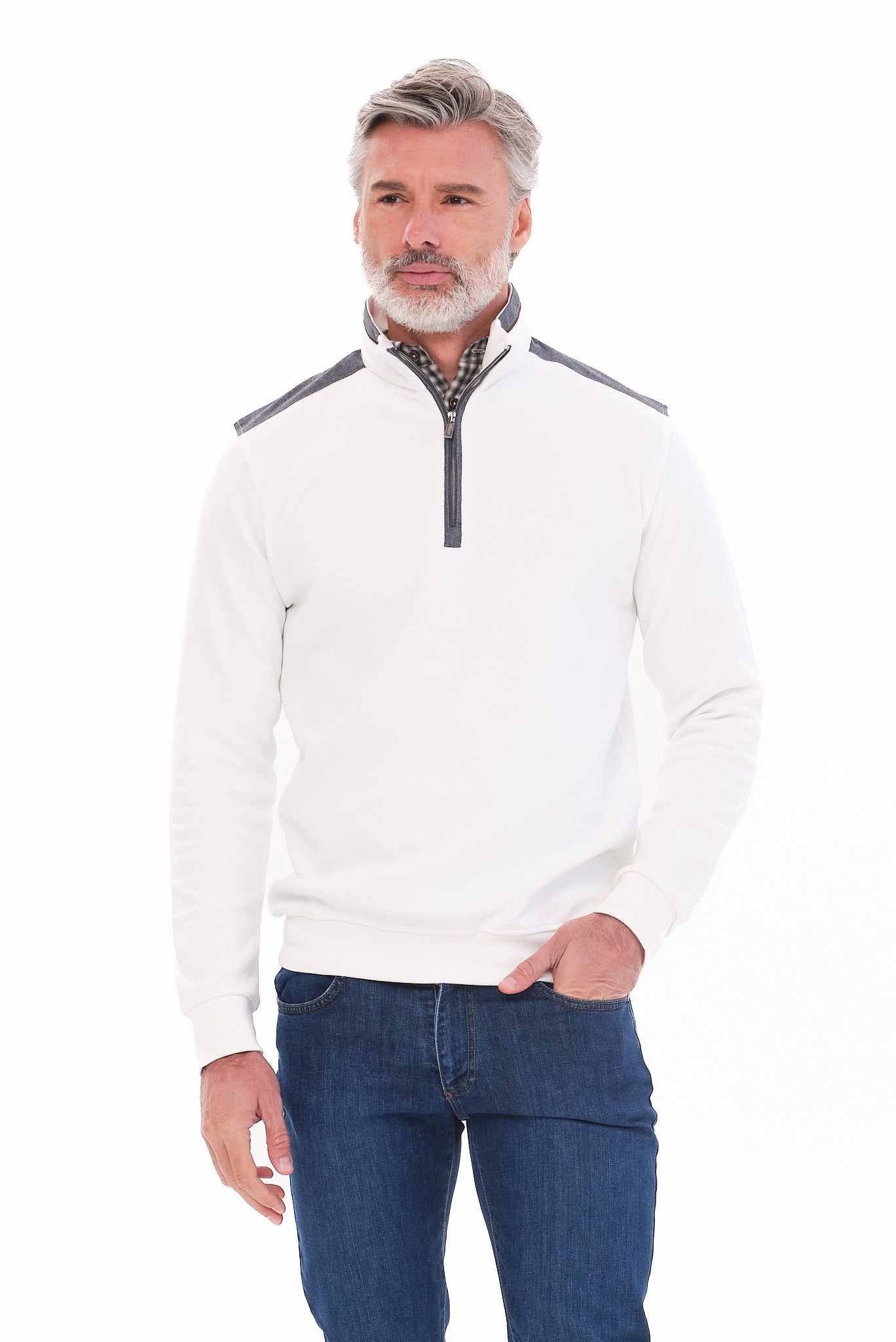 ΑΝΔΡΙΚΟ ΛΕΥΚΟ ΠΟΥΛΟΒΕΡ LUPETTO ZIP PORTOBELLO'S REGULAR FIT