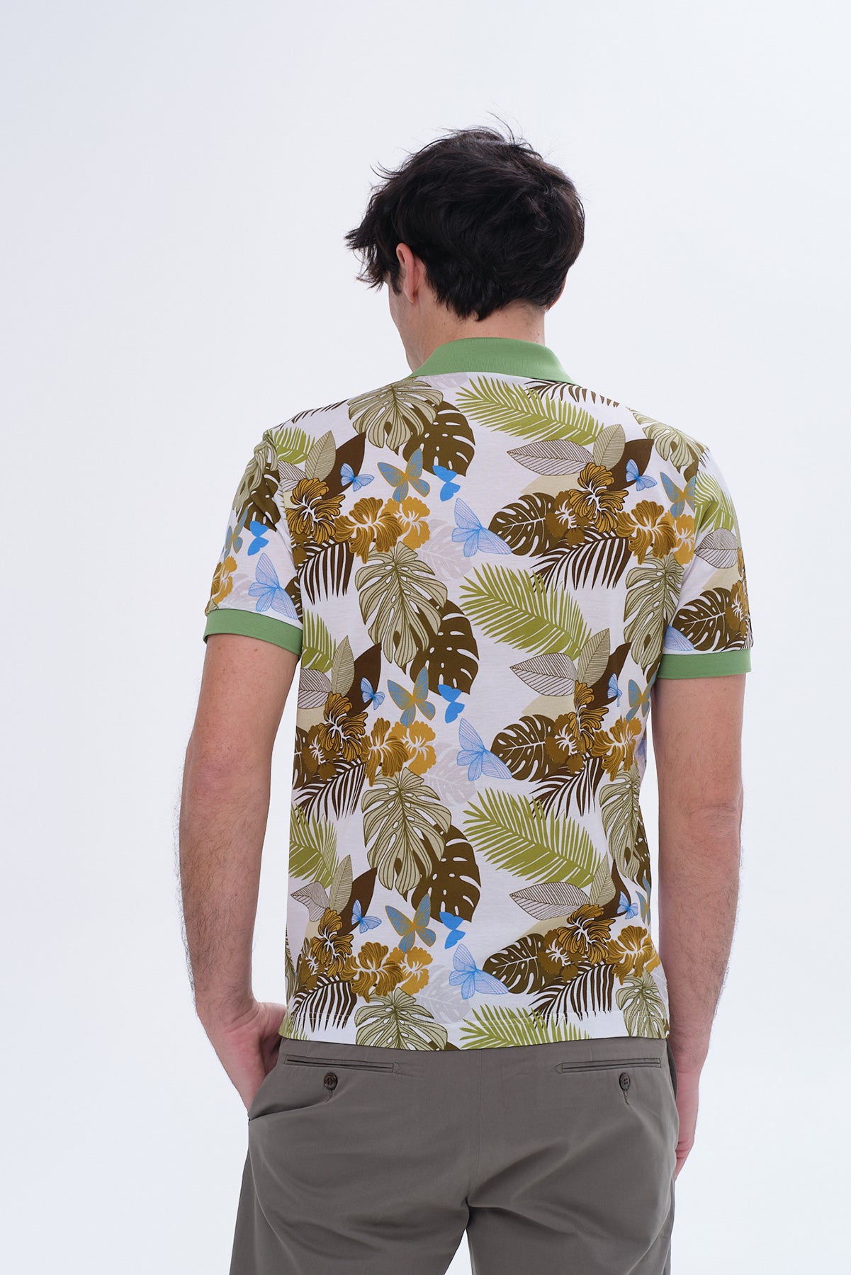 ΑΝΔΡΙΚΟ ΠΡΑΣΙΝΟ ΚΟΝΤΟΜΑΝΙΚΟ POLO ΜΕ ΦΛΟΡΑΛ ΣΧΕΔΙΟ