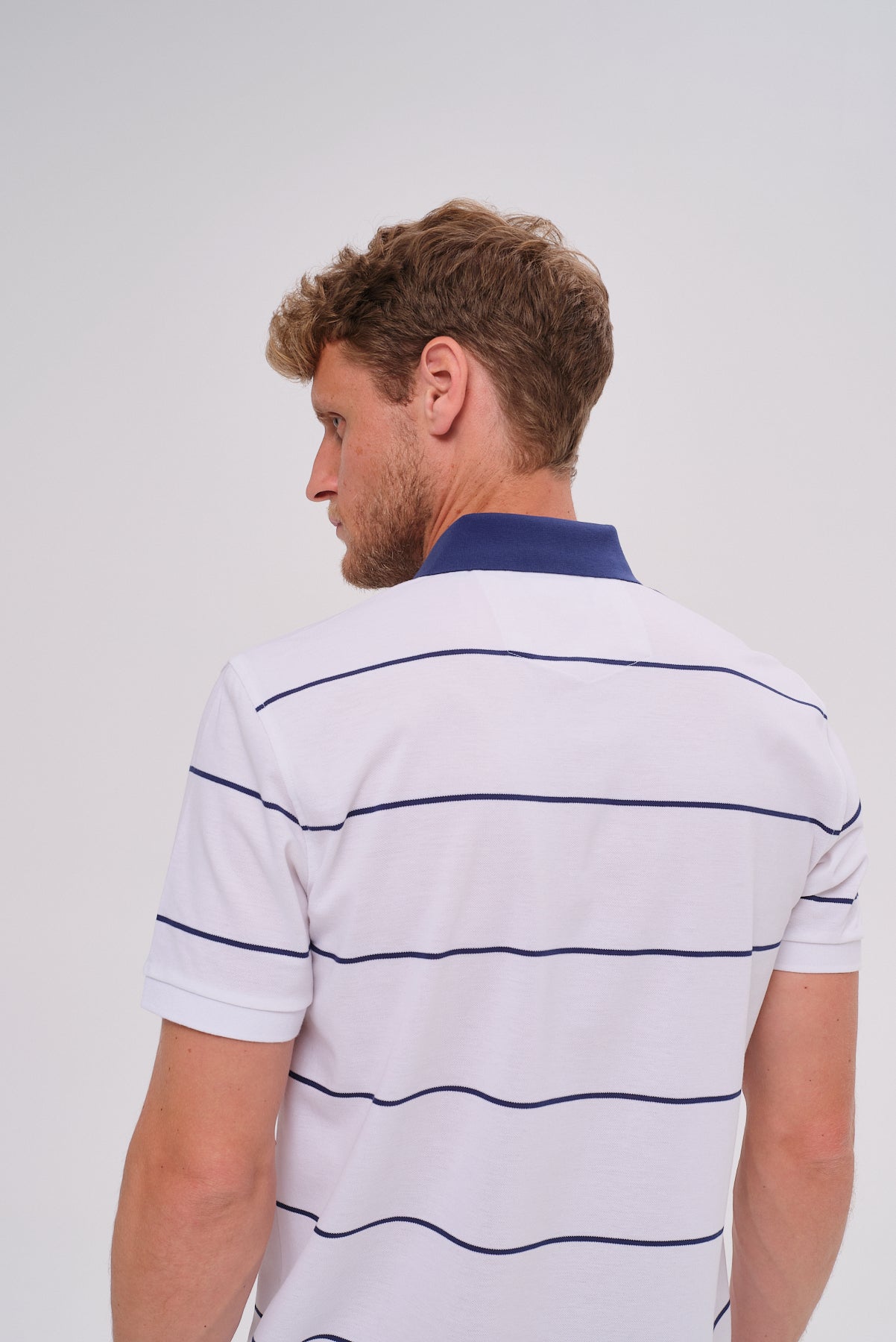 ΑΝΔΡΙΚΟ POLO ΚΟΝΤΟΜΑΝΙΚΟ ΛΕΥΚΟ ΜΠΛΕ ΡΙΓΕ PORTOBELLO'S