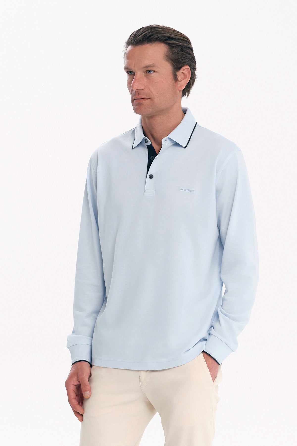 ΑΝΔΡΙΚΟ ΣΙΕΛ ΜΑΚΡΥΜΑΝΙΚΟ POLO REGULAR FIT COTTON PIMA PORTOBELLO'S