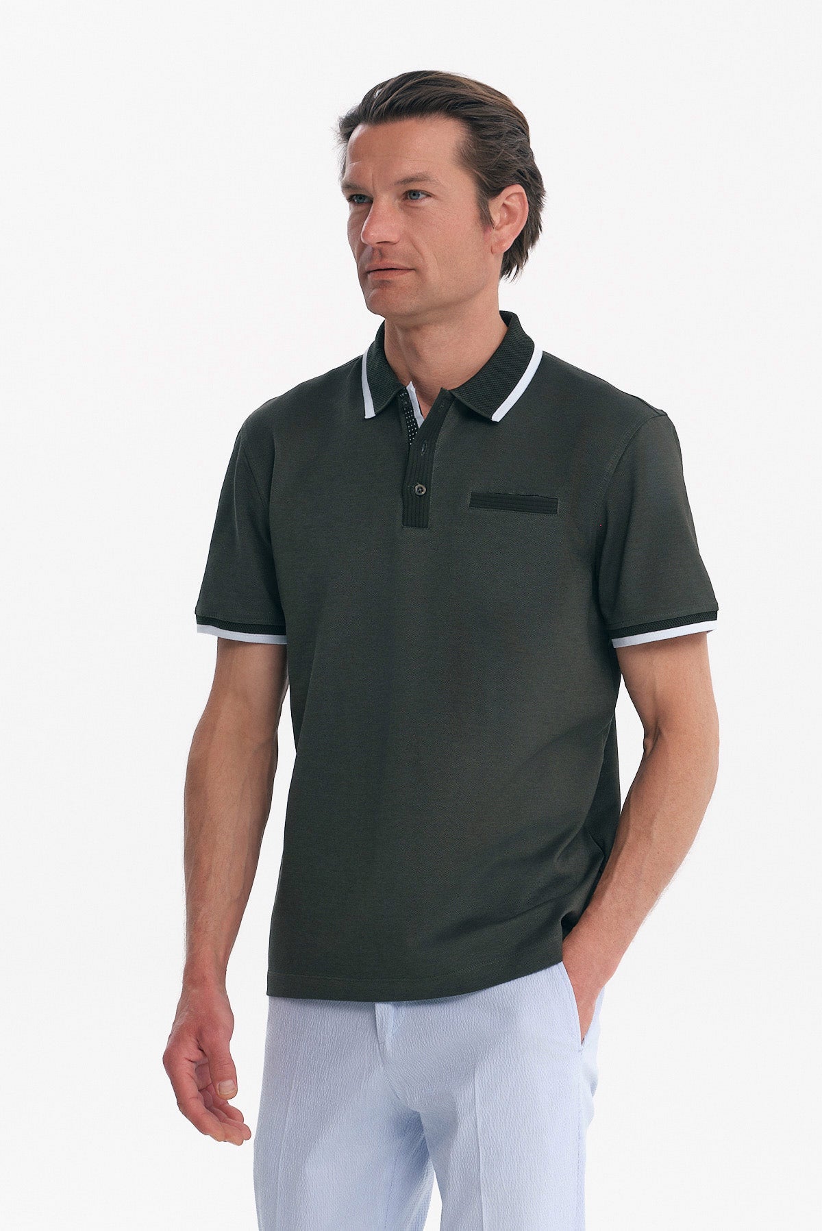 ΑΝΔΡΙΚΟ ΛΑΔΙ POLO MERCERISED REGULAR FIT PORTOBELLO'S ΜΕ ΛΕΠΤΟΜΕΡΕΙΕΣ