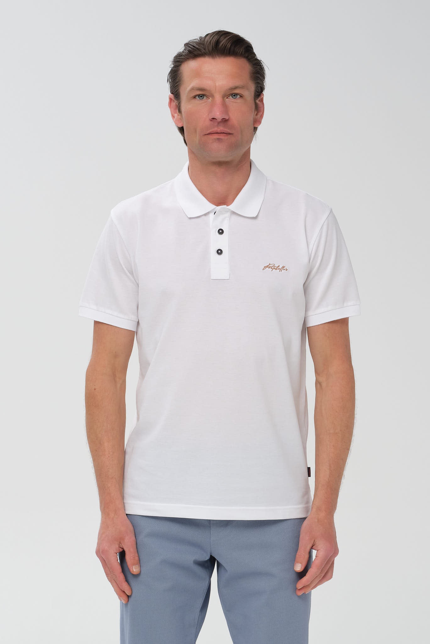 ΑΝΔΡΙΚΟ ΛΕΥΚΟ ΚΟΝΤΟΜΑΝΙΚΟ POLO PORTOBELLO'S REGULAR FIT