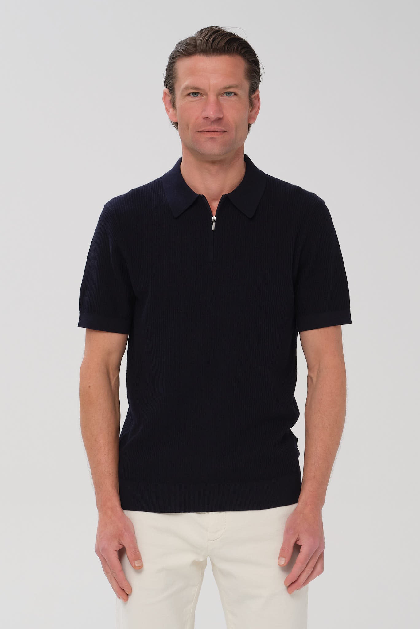ΑΝΔΡΙΚΟ ΜΠΛΕ ΠΛΕΚΤΟ ΚΟΝΤΟΜΑΝΙΚΟ POLO ZIP PORTOBELLO'S REGULAR FIT