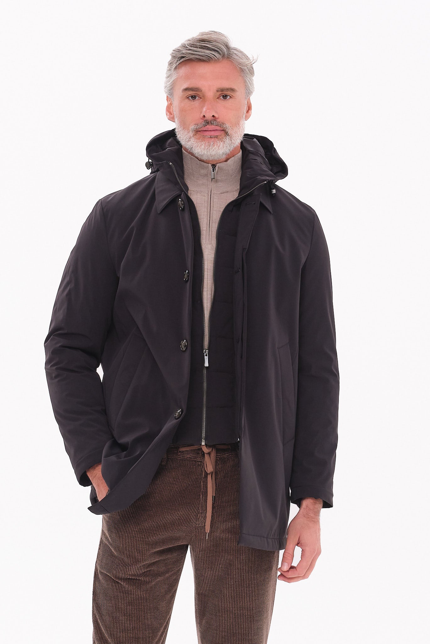 ΑΝΔΡΙΚΟ ΜΑΥΡΟ ΜΠΟΥΦΑΝ ΜΕ ΑΠΟΣΠΩΜΕΝΗ ΜΟΣΤΡΑ ΚΑΙ ΚΟΥΚΟΥΛΑ PORTOBELLO'S REGULAR FIT