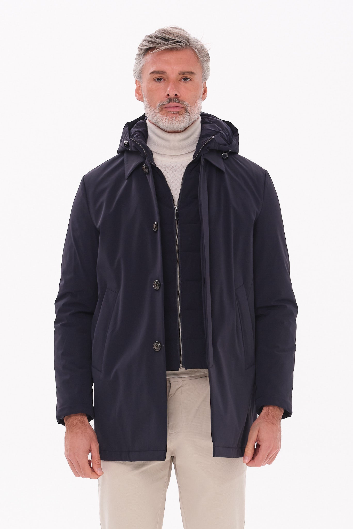 ΑΝΔΡΙΚΟ ΜΠΛΕ ΜΠΟΥΦΑΝ ΜΕ ΑΠΟΣΠΩΜΕΝΗ ΜΟΣΤΡΑ ΚΑΙ ΚΟΥΚΟΥΛΑ PORTOBELLO'S REGULAR FIT