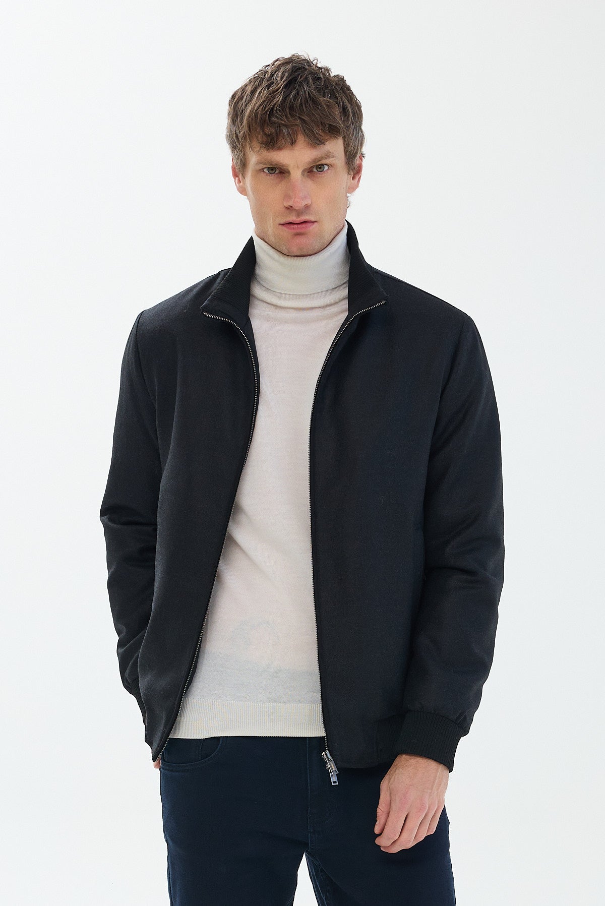 ΑΝΔΡΙΚΟ ΜΑΥΡΟ ΜΑΛΛΙΝΟ ΤΖΑΚΕΤ PORTOBELLO'S  REGULAR FIT