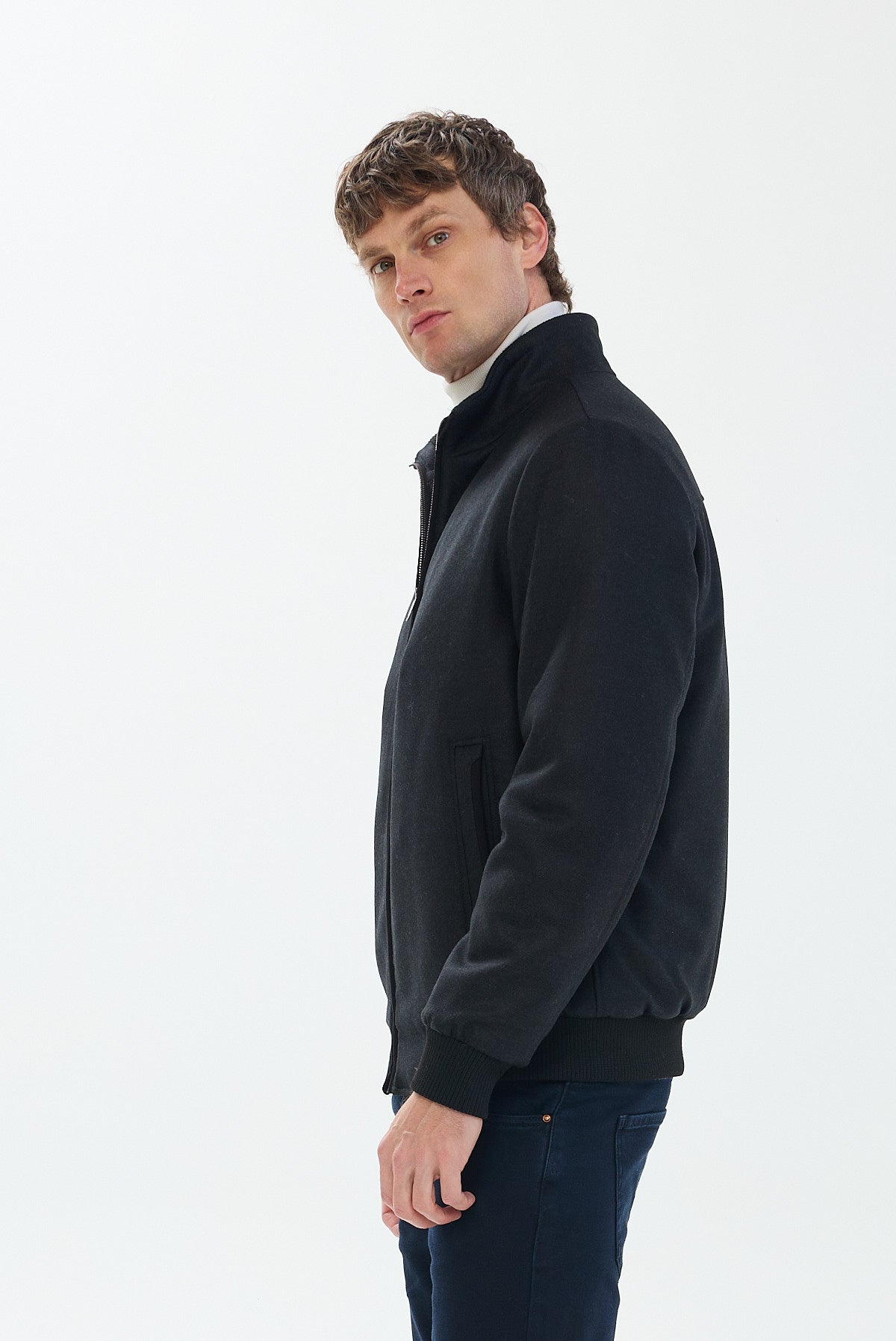 ΑΝΔΡΙΚΟ ΜΑΥΡΟ ΜΑΛΛΙΝΟ ΤΖΑΚΕΤ PORTOBELLO'S  REGULAR FIT