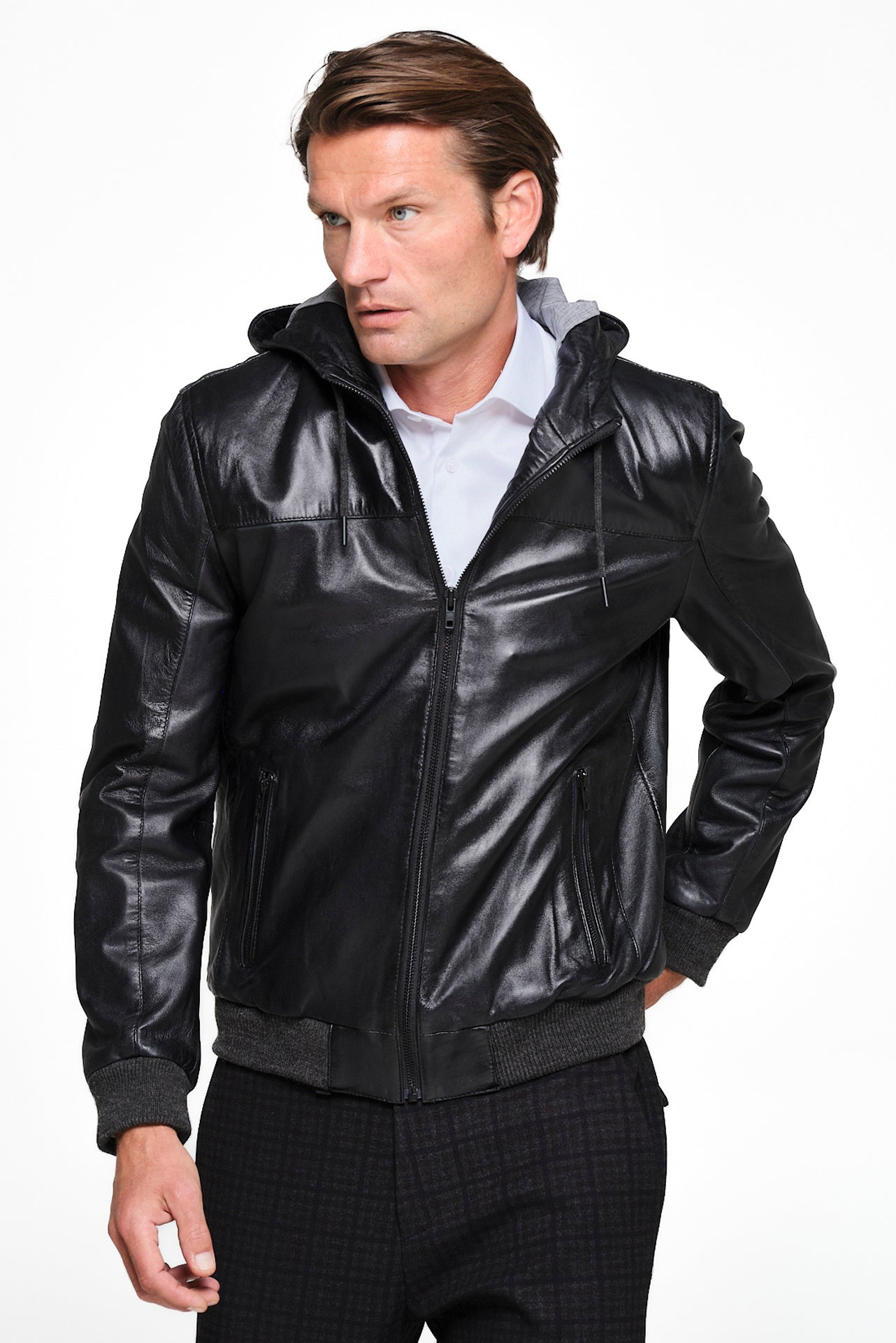 ΑΝΔΡΙΚΟ ΜΑΥΡΟ ΔΕΡΜΑΤΙΝΟ JACKET LES GENT'S