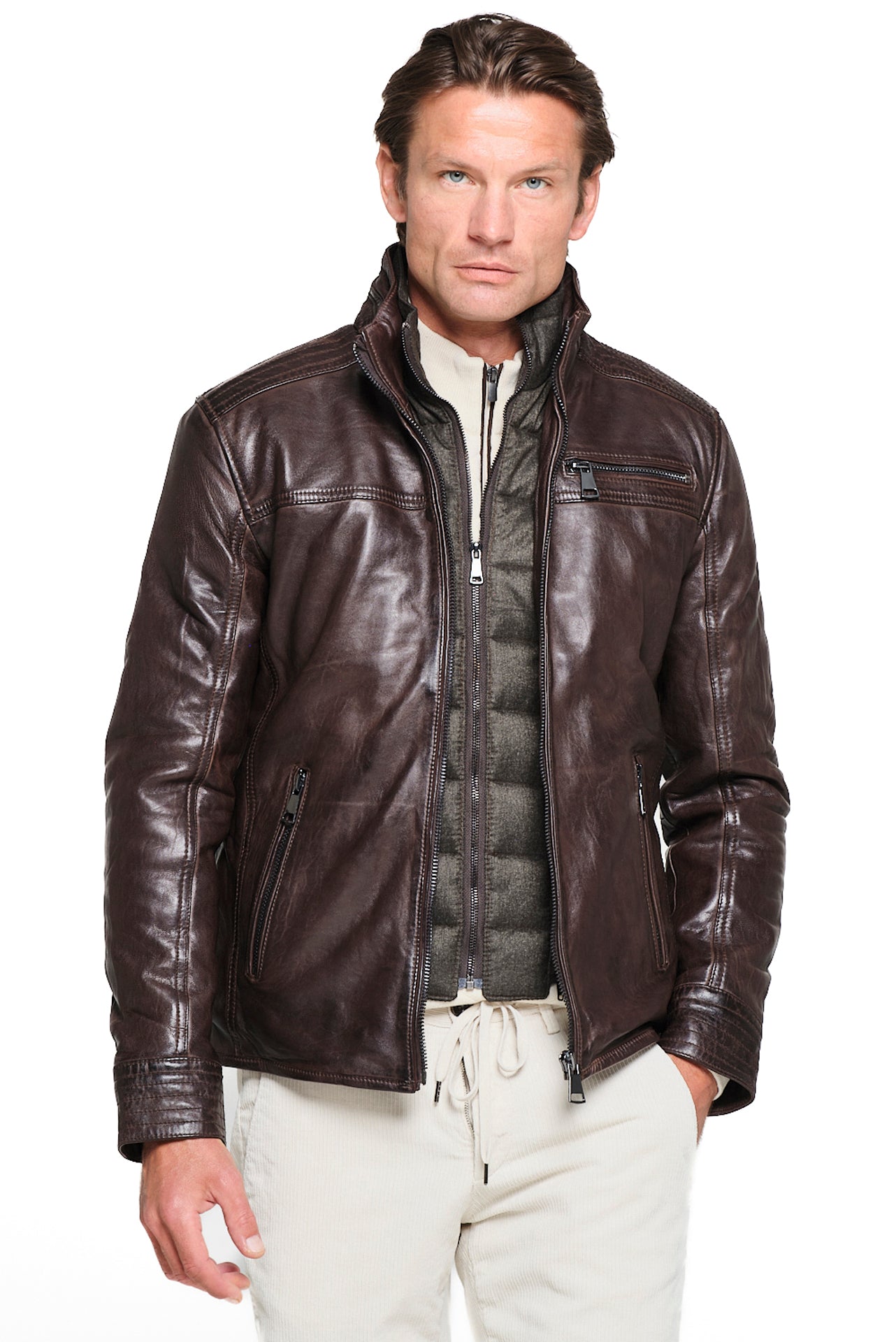 ΑΝΔΡΙΚΟ ΚΑΦΕ ΔΕΡΜΑΤΙΝΟ JACKET PORTOBELLO'S